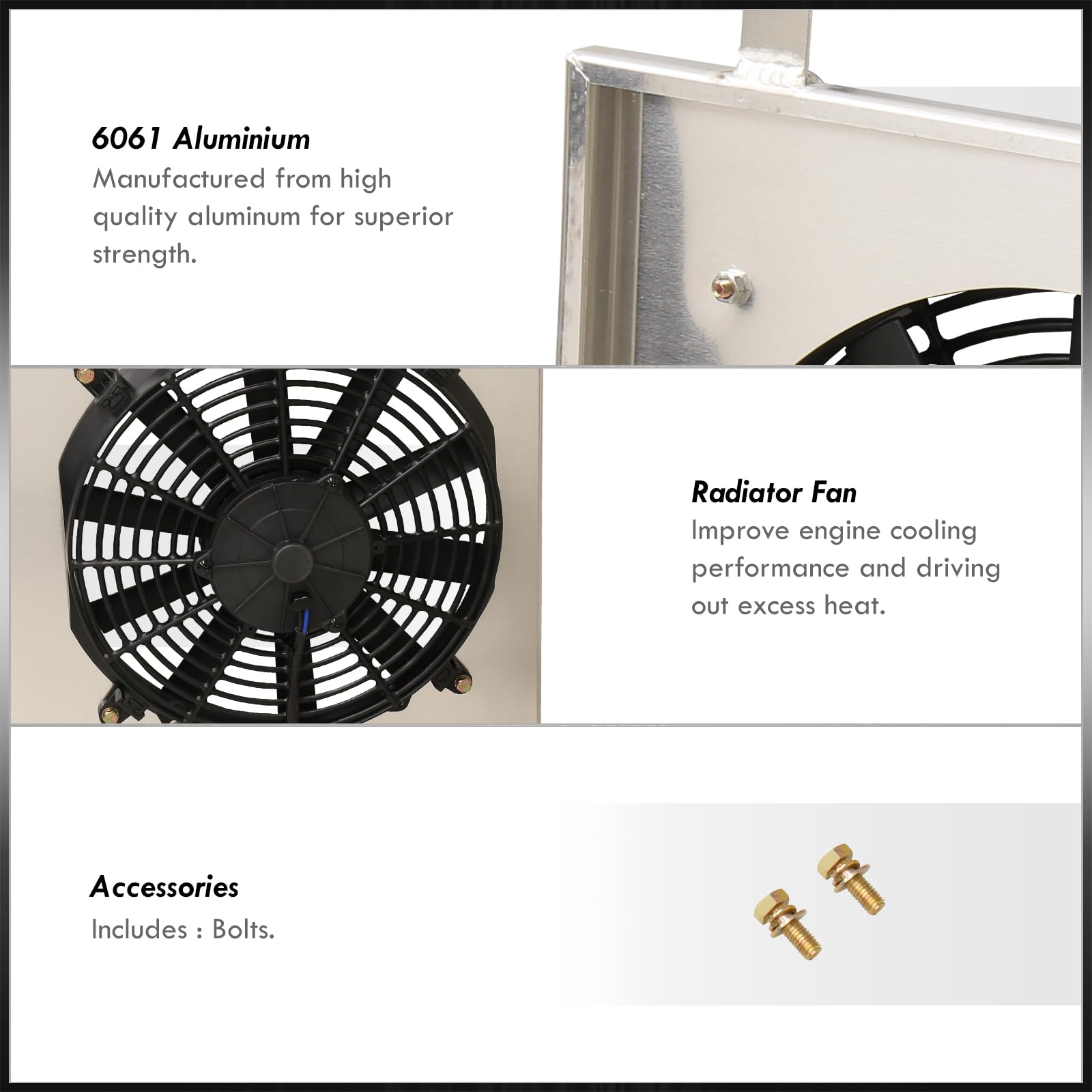 AJP Distributors Aluminum Radiator Fan Shroud Kit with 12