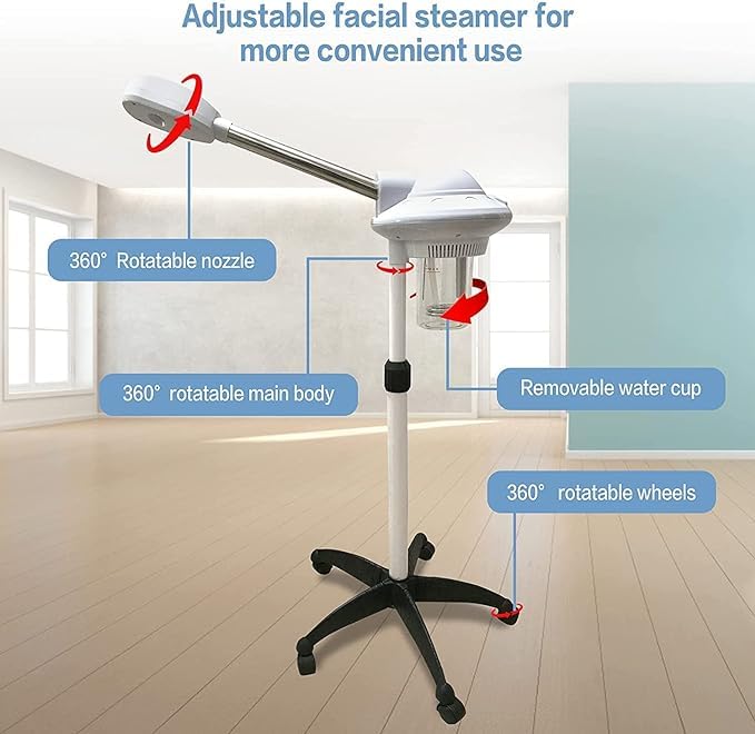 Geniusmeter® Professional Facial Steamer with Hot Mist & Ozone Technology - Home & Salon Use for Blackhead Removal, Skin Hydration & Anti-Aging | Perfect for Spa Days, Skincare Routines & Acne Treatment