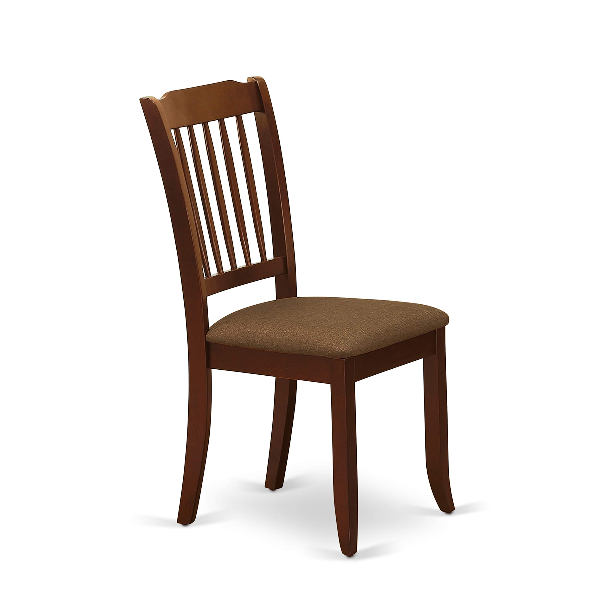 East West Furniture DMDA5-MAH-C 5-Piece Modern Mahogany Dining Set with Round Drop-Leaf Table & 4 Linen Upholstered Chairs, 42x42 Inch - Perfect for Small Spaces, Kitchen Nooks & Cozy Family Meals
