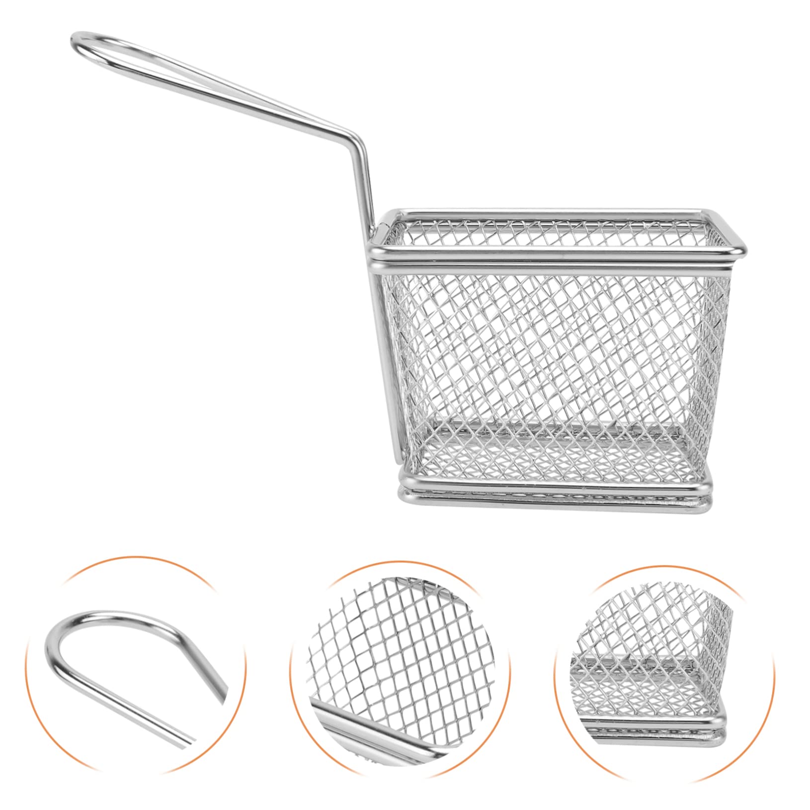 DOITOOL Stainless Steel Square Fry Basket - 1 Pc Wire Mesh Chip Basket for Frying Chicken, Fries & Chips - Durable Kitchen Strainer & Filter Spoon - Perfect for Restaurants, Food Trucks & Home Cooking
