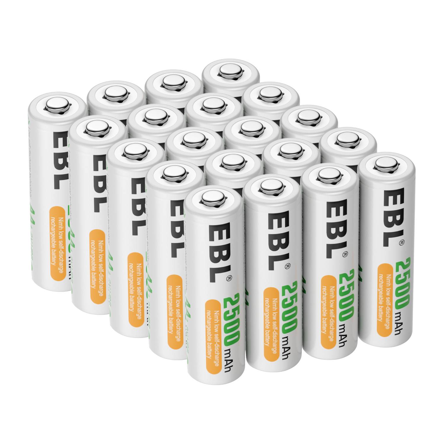 EBL AA Rechargeable Batteries 1.2V 2500mAh Ni-MH - 8 Pack High Capacity Long Lasting Power for Cameras, Flashlights, Toys, and Electronic Devices