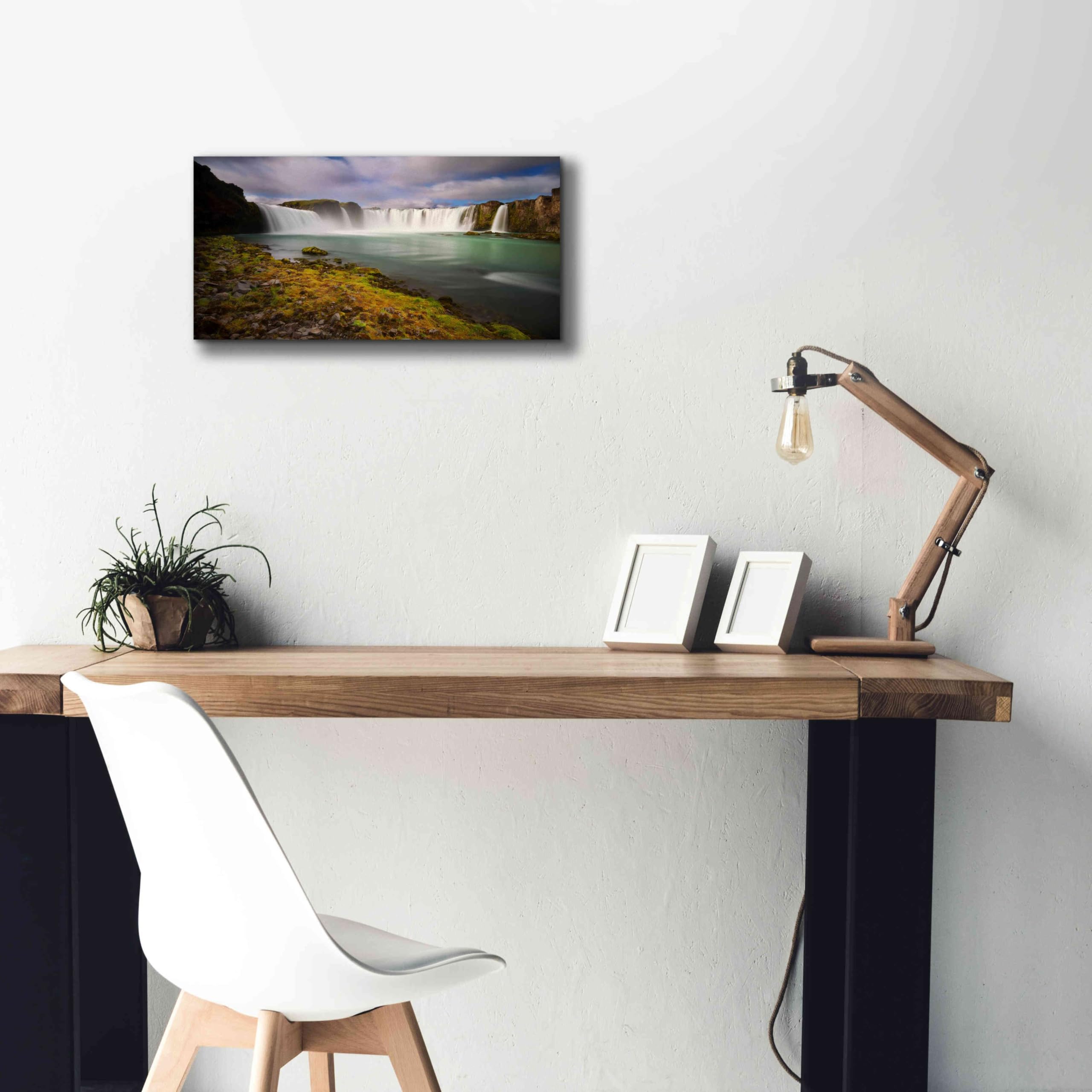 Epic Graffiti 'Godafoss' Canvas Wall Art Print by Everlook Photography - 24x12 Inches Nordic Waterfall Landscape - Perfect for Living Room, Bedroom & Office Decor