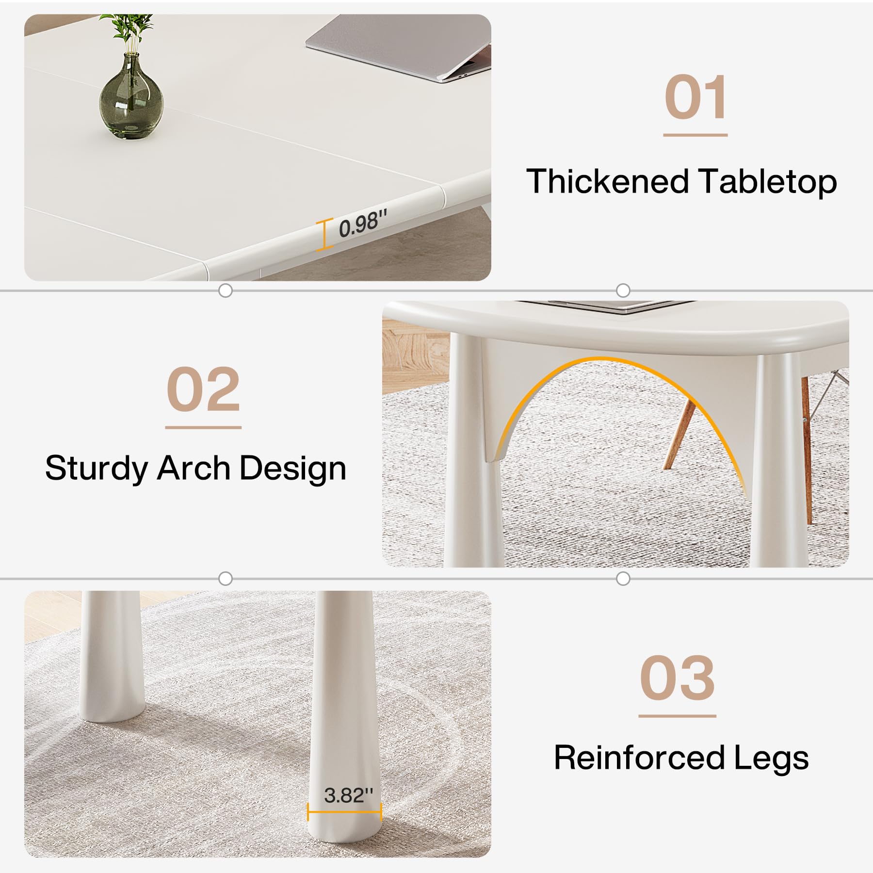 Tribesigns 63 Inch Oval Conference Table for 6 People - Solid Wood Legs Modern Office Desk for Meeting Rooms, Home Offices & Coworking Spaces - Cream White Finish