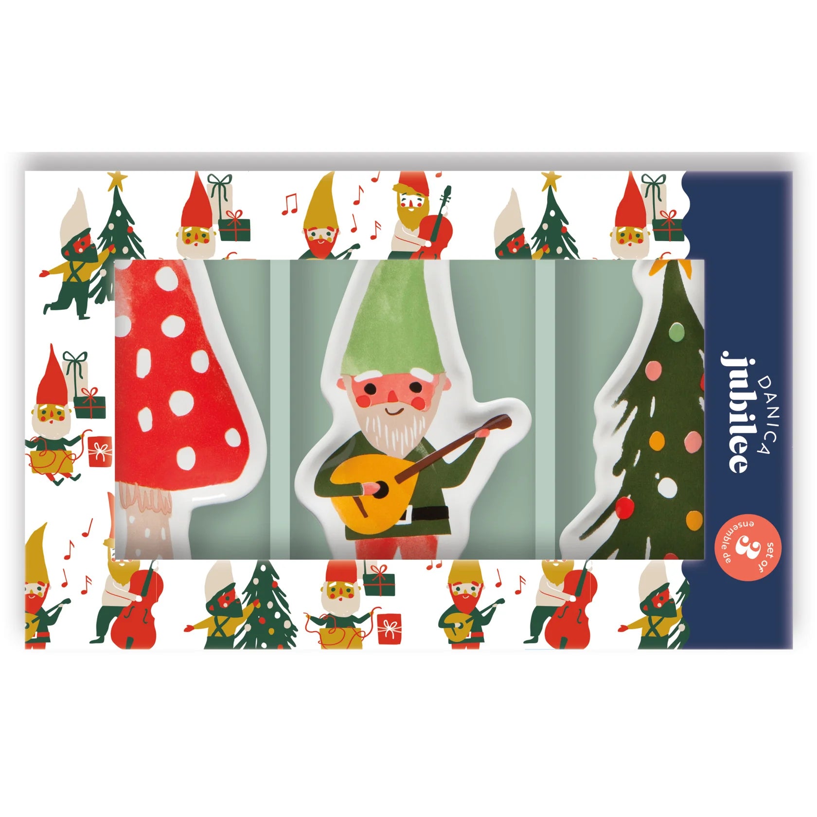 Festive Jubilee Gnome Shaped Dish Set of 3 - Christmas Tableware Decor for Holiday Parties, Home Decor & Gift Giving