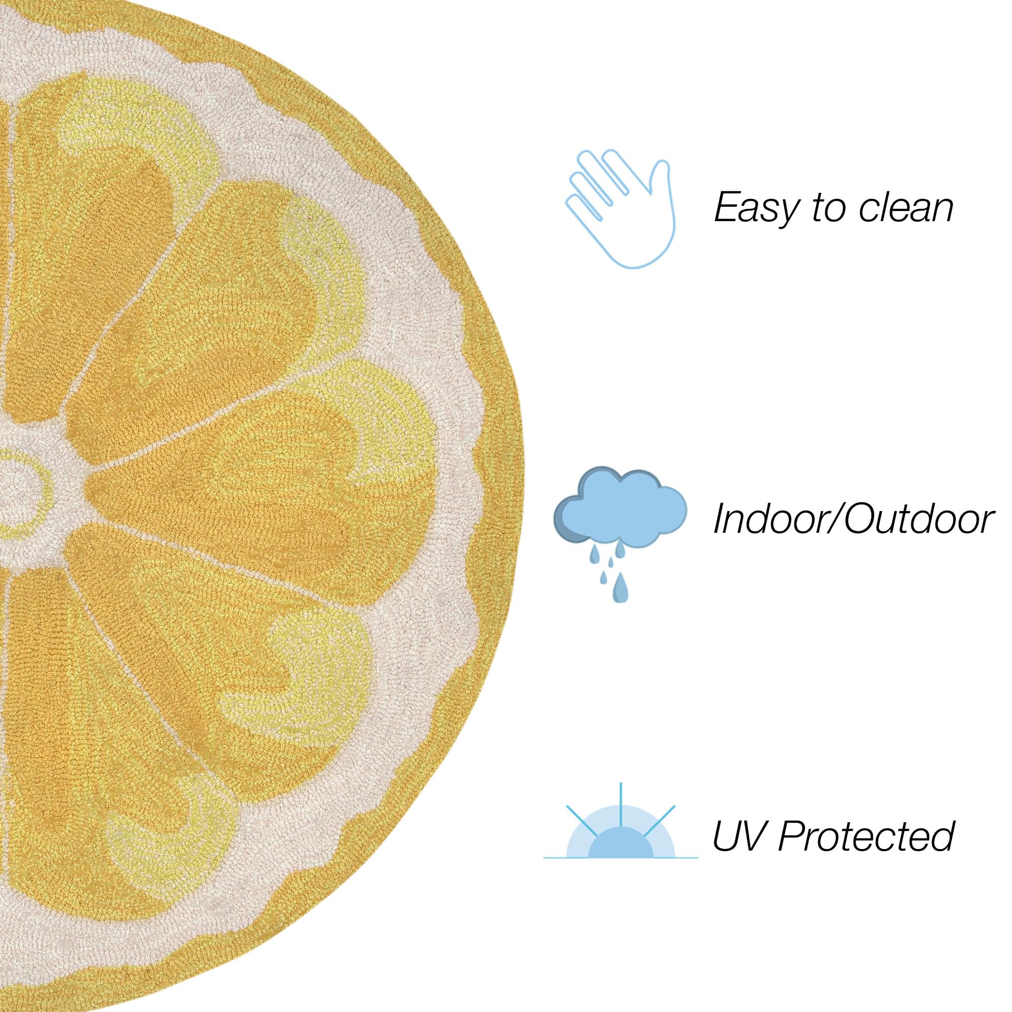 Liora Manne Lemon Slice Indoor Outdoor Area Rug 2'6 x 4' - Non-Slip Kitchen Mat, Boho Bathroom Runner, Summer Patio Decor for Home & Garden