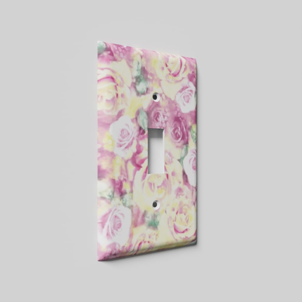 Yellow Pink Rose Light Switch Cover - Toggle Wall Plate for Home Decor