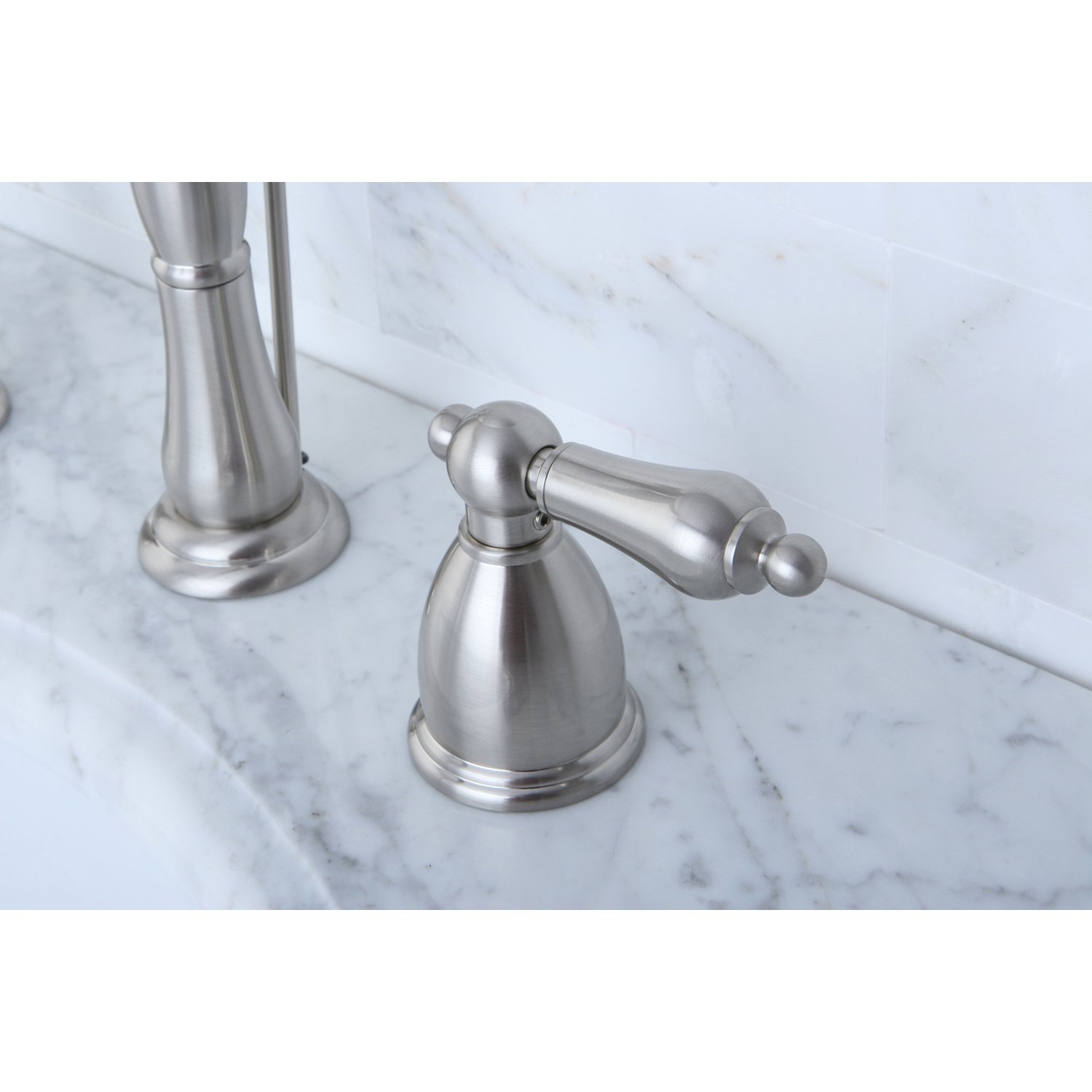 Kingston Brass KB1978AL Heritage 8-Inch Widespread Bathroom Faucet with Metal Lever Handle - Brushed Nickel Finish - Adjustable Center for Vanity Sink - Perfect for Modern and Traditional Home Bathrooms