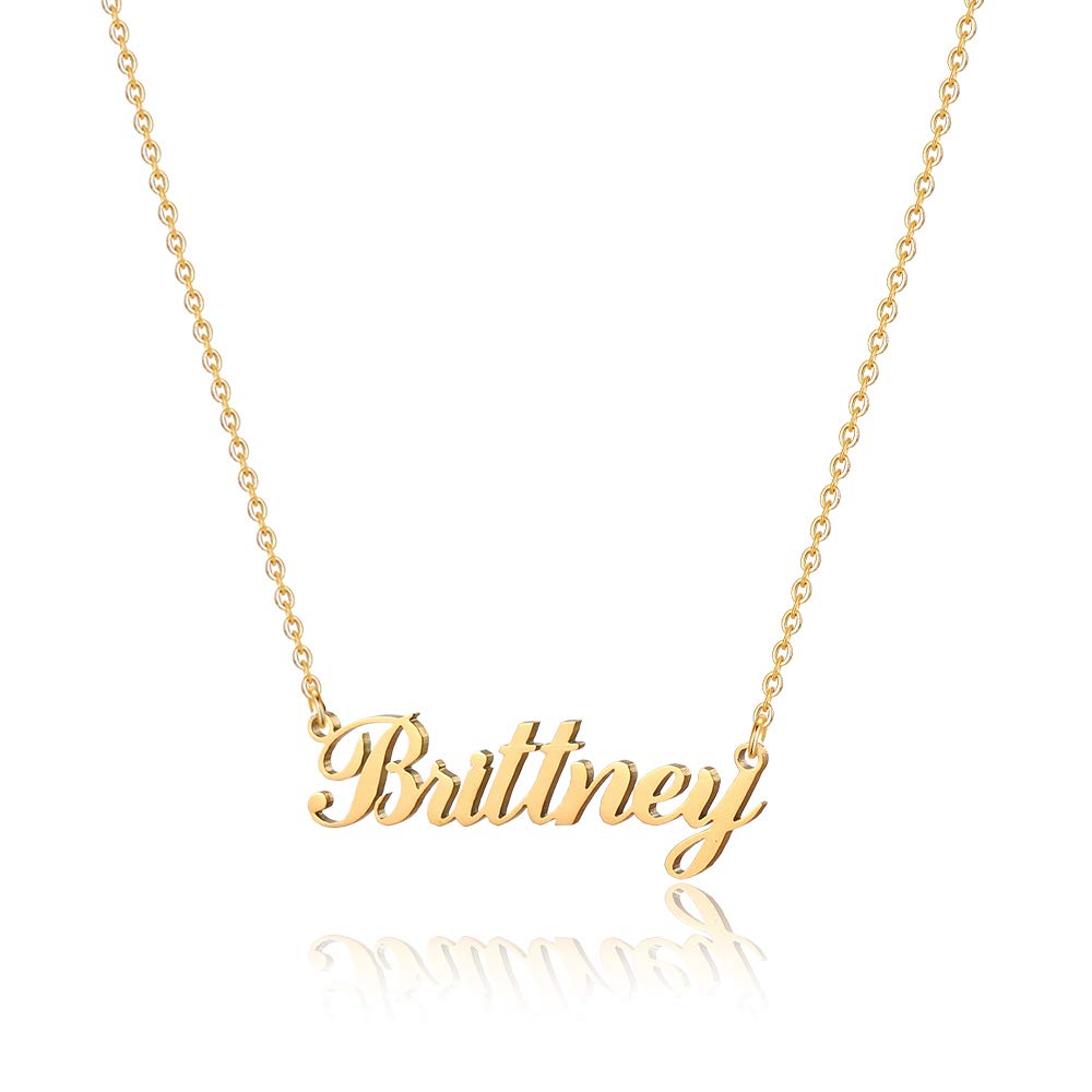 Personalized 18K Gold Plated Custom Name Necklace for Women, Girls, Kids & Teens - Monogram Nameplate Necklace Jewelry Gift for Birthday, Anniversary & Special Occasions