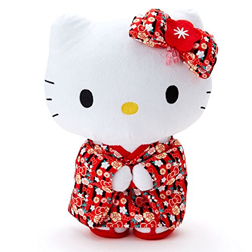 Sanrio Hello Kitty Standing Plush Toy - Medium Size (25cm) Black & Red Cute Japanese Stuffed Animal for Kids & Collectors | Perfect Gift for Birthdays, Christmas & Home Decor