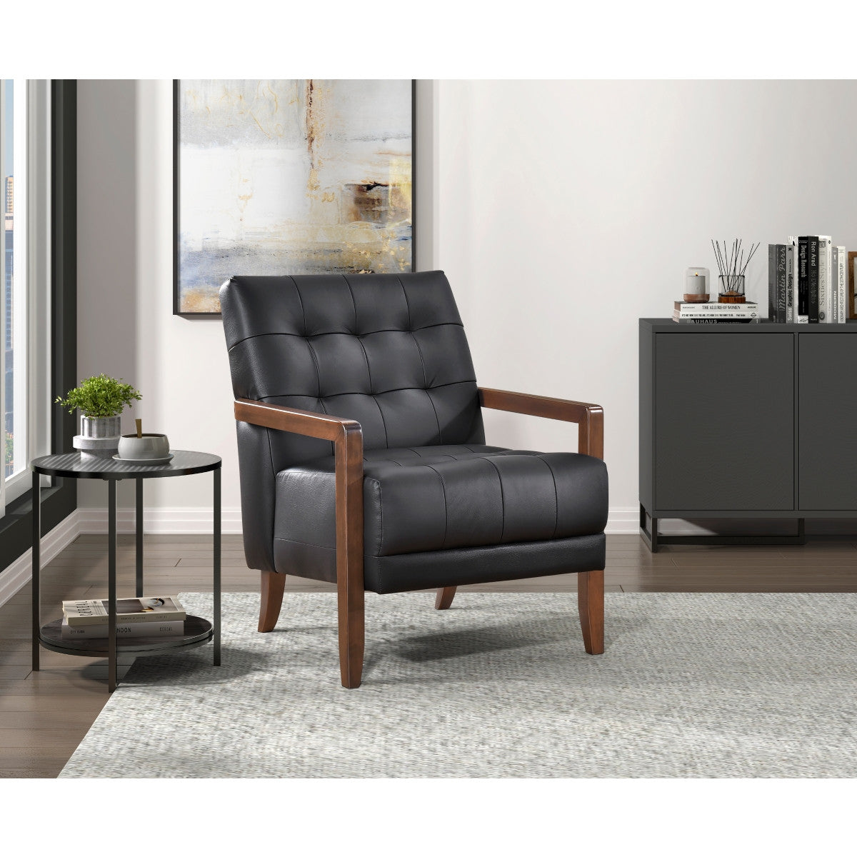 Archam Accent Chair - Modern Black Lounge Chair for Living Room, Bedroom & Office - Comfortable Upholstered Armchair with Sturdy Metal Legs