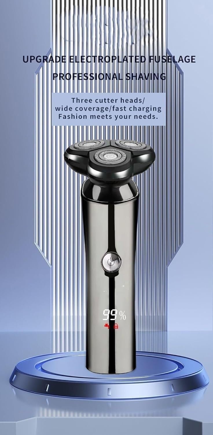 Best Rechargeable Electric Razor for Men - Rotary Floating Shaver with LCD Display, Wet & Dry Beard Trimmer - Perfect for Travel, Home & Gym Use