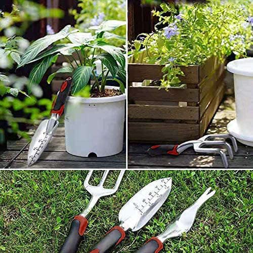 3-Piece Garden Tool Set - Aluminum Alloy Hand Trowel, Transplant Trowel & Cultivator for Digging, Planting & Weeding | Perfect for Home Gardening, Landscaping & Outdoor Planting Projects