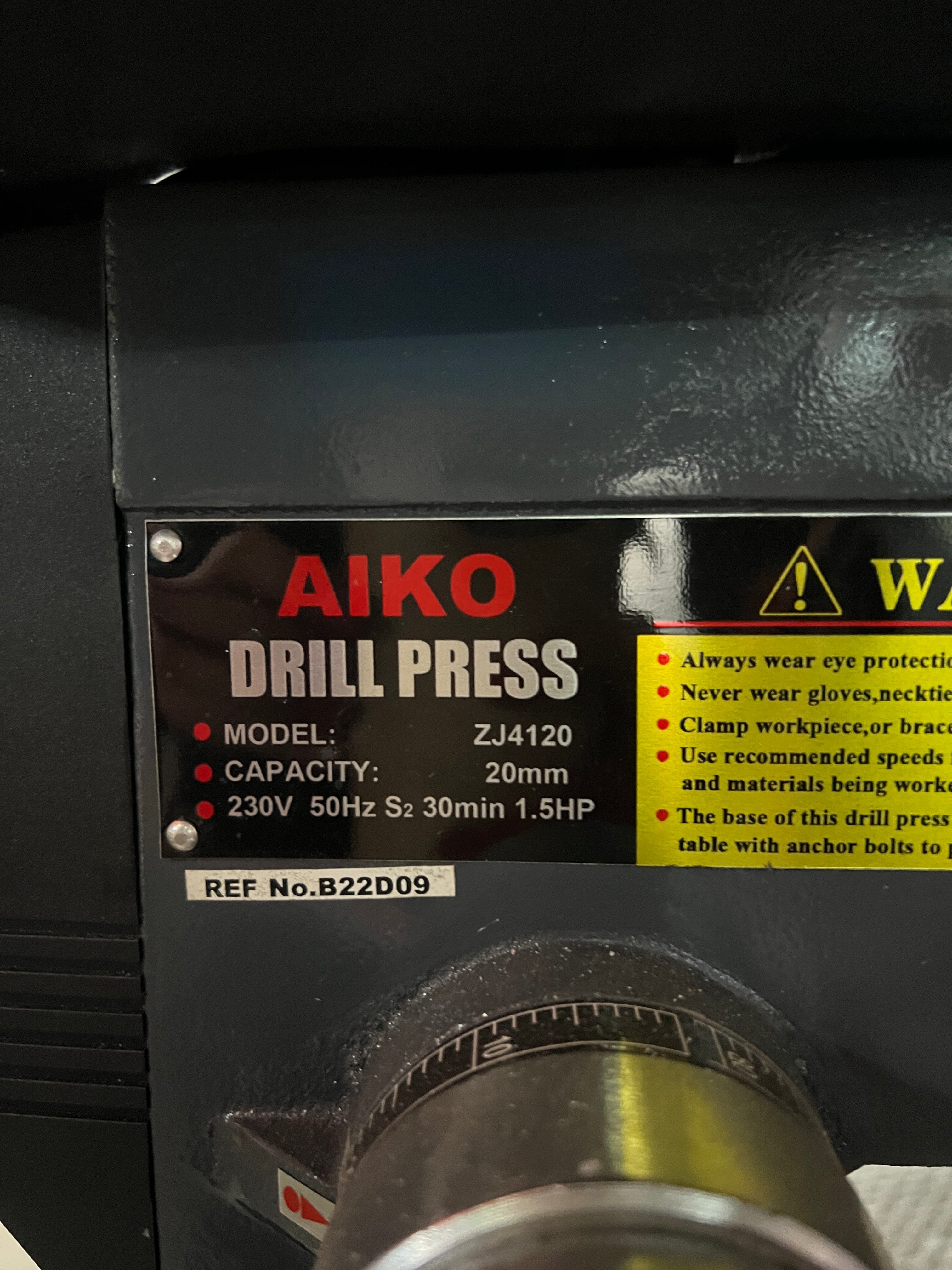 Aiko 20mm 1.5HP Heavy Duty Bench Drill Press - Model 4120 | Perfect for Woodworking, Metal Drilling & DIY Projects