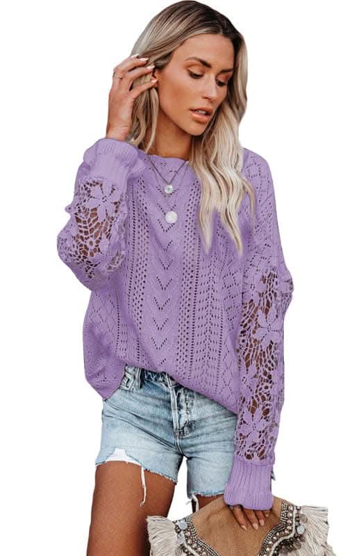 Elegant Cutout Petal Sleeve Sweater for Women - Trendy Knit Pullover for Fall & Winter - Perfect for Office, Date Night & Casual Outings