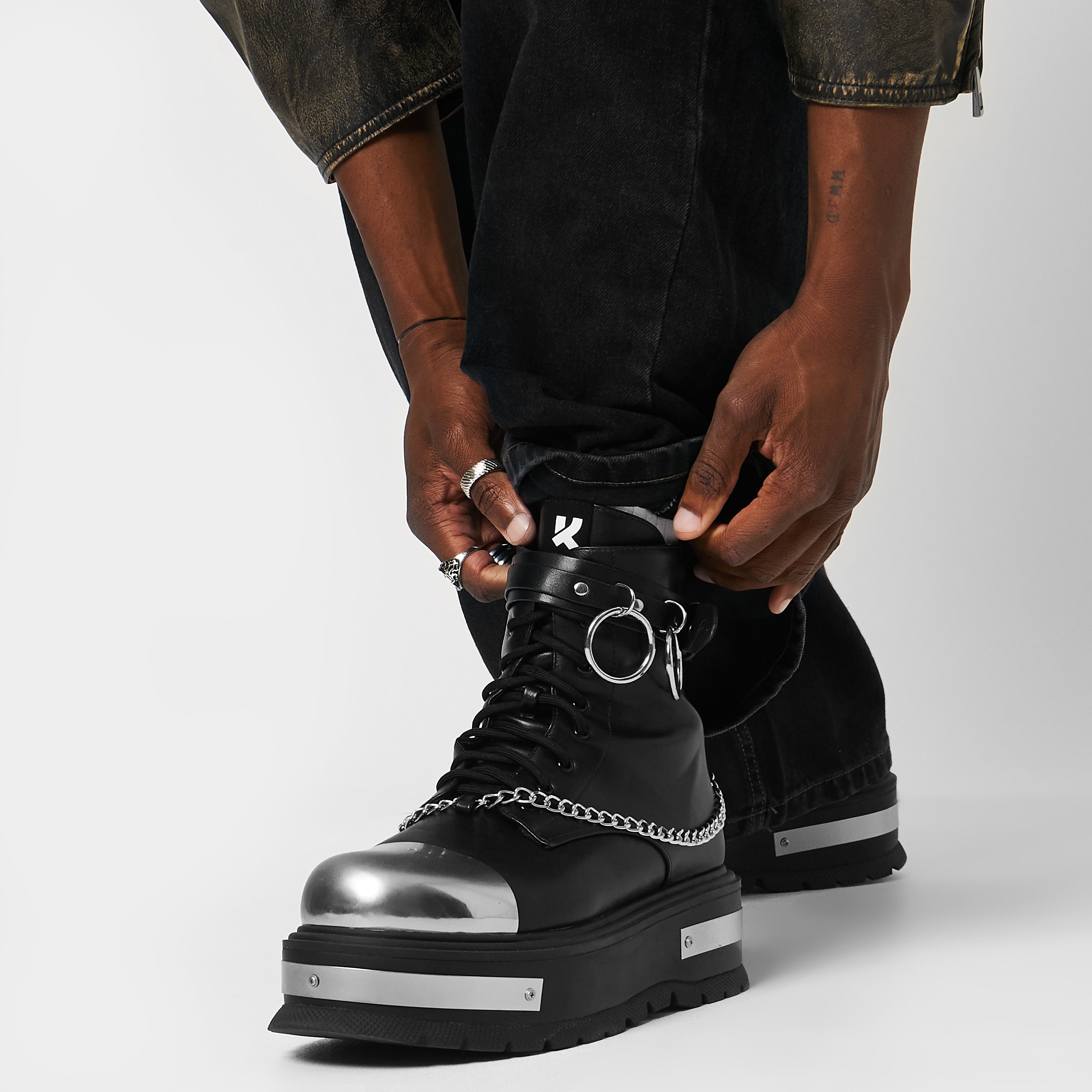 Borin Men's Hardware Platform Boots - Stylish Chunky Sole Work Boots for Outdoor & Casual Wear