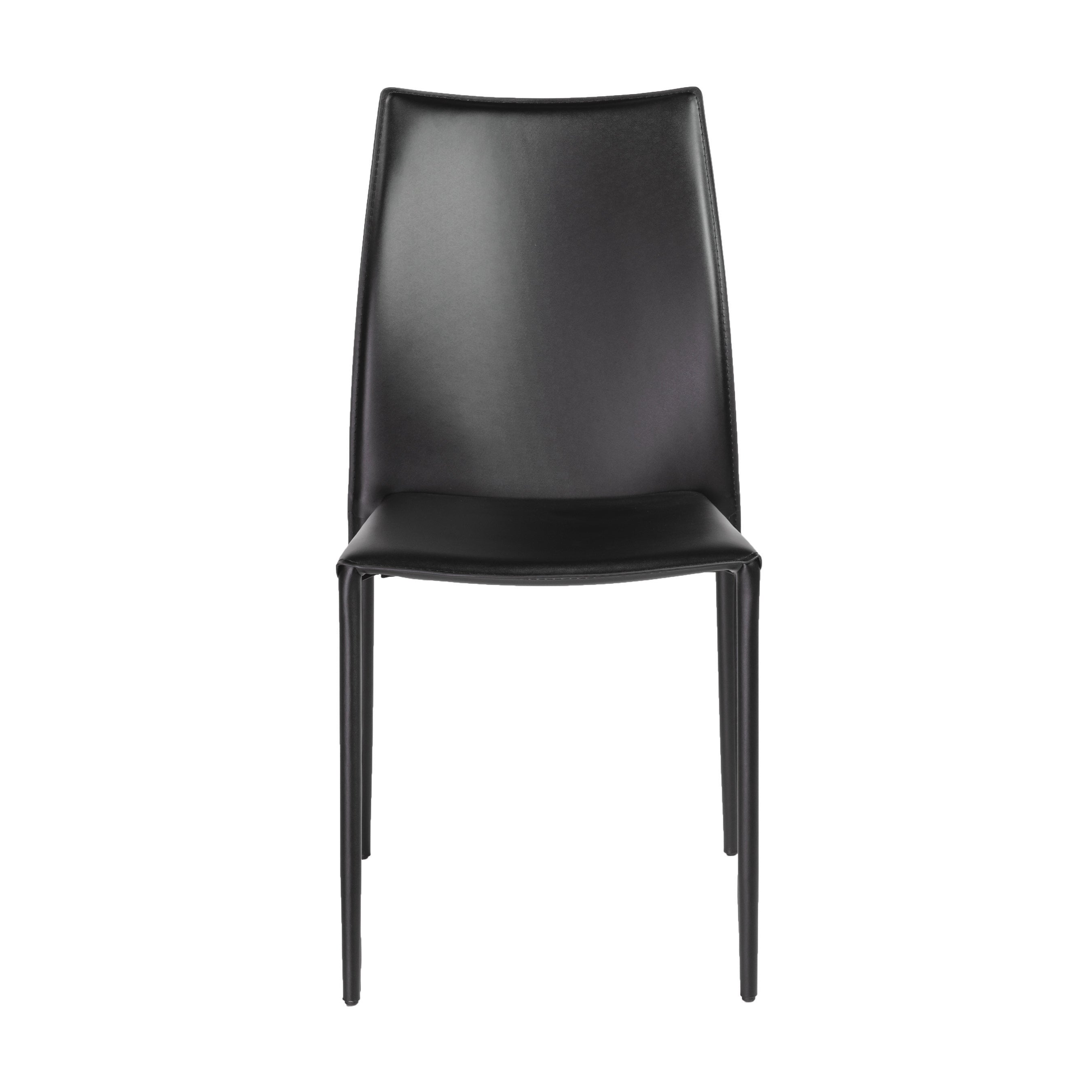 Euro Style Dalia Stacking Side Leather Chairs - Set of 2, Modern Stackable Dining Chairs for Small Spaces, Kitchen, Office or Outdoor Use