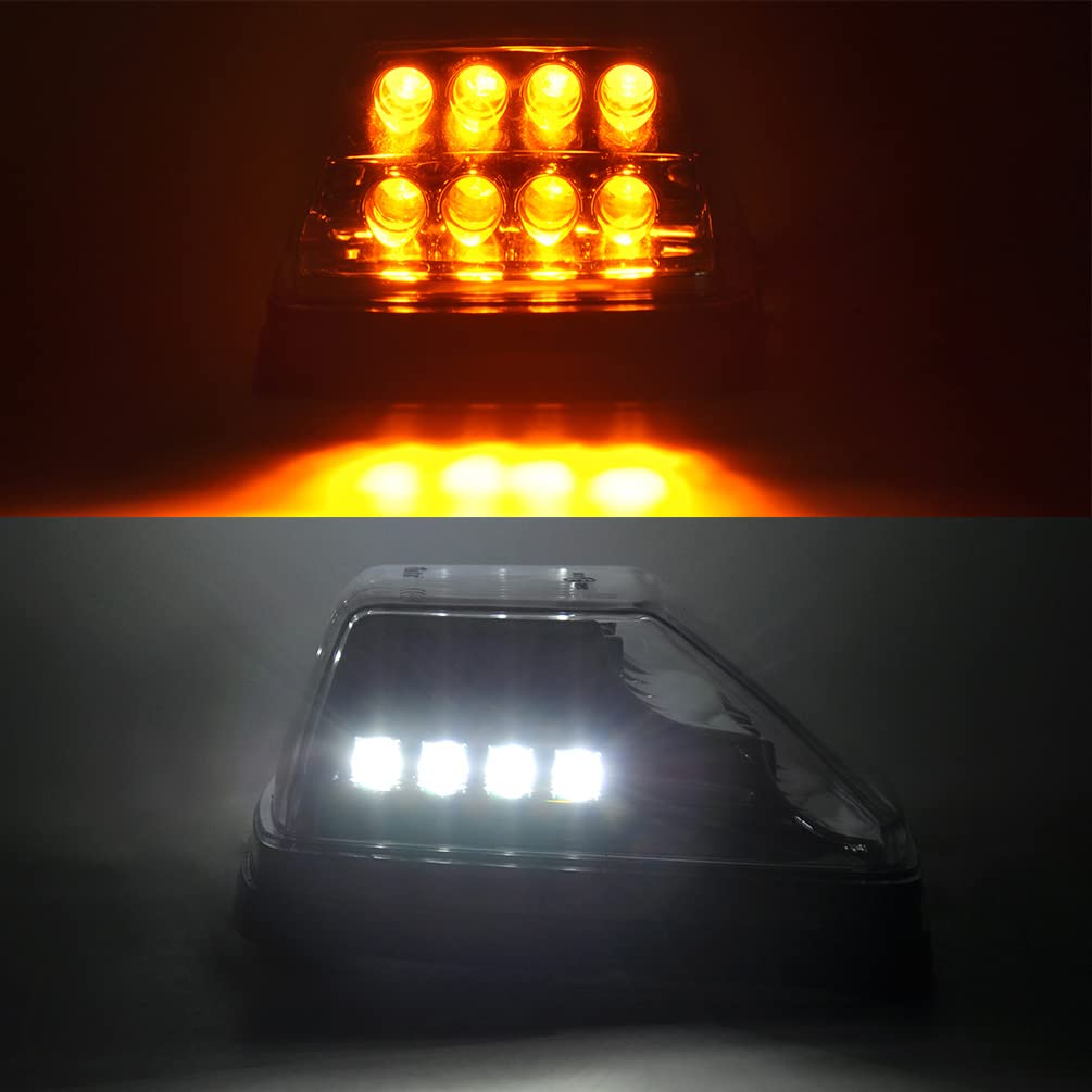 Smoked Lens Front Corner Turn Signal Lamps for 1990-2018 Mercedes Benz AMG W463 G-Class (G500 G550 G600 G55 G63) - Amber LED Side Marker & White LED Position Lights - Perfect for Off-Roading & Night Driving