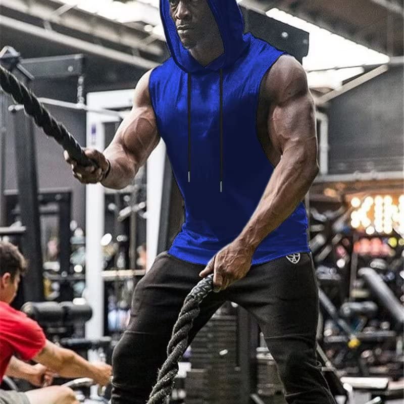 Babioboa Men's Workout Hooded Tank Top - Sleeveless Gym Hoodie for Bodybuilding & Training - Breathable Muscle Shirt for Fitness, Running & Outdoor Sports
