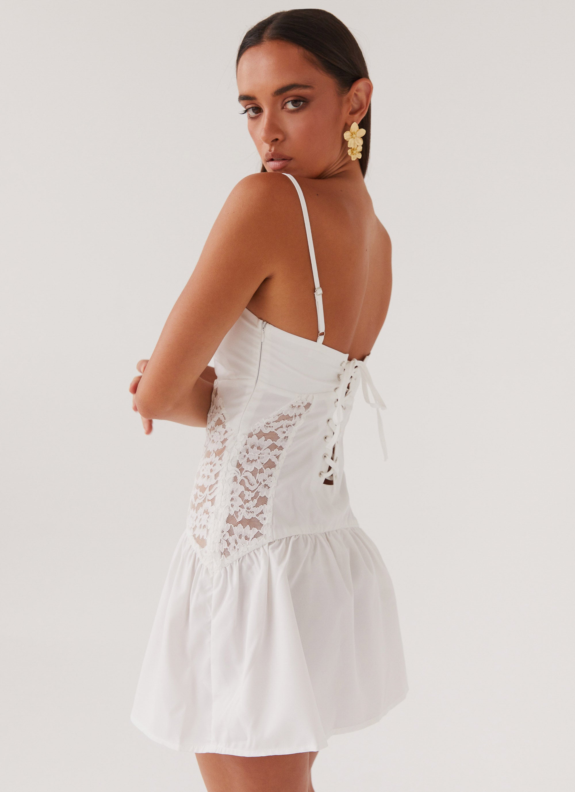 Soft Cotton Cloud Mini Dress for Women - Breathable & Comfortable White Summer Dress - Perfect for Beach, Vacation, and Casual Outings