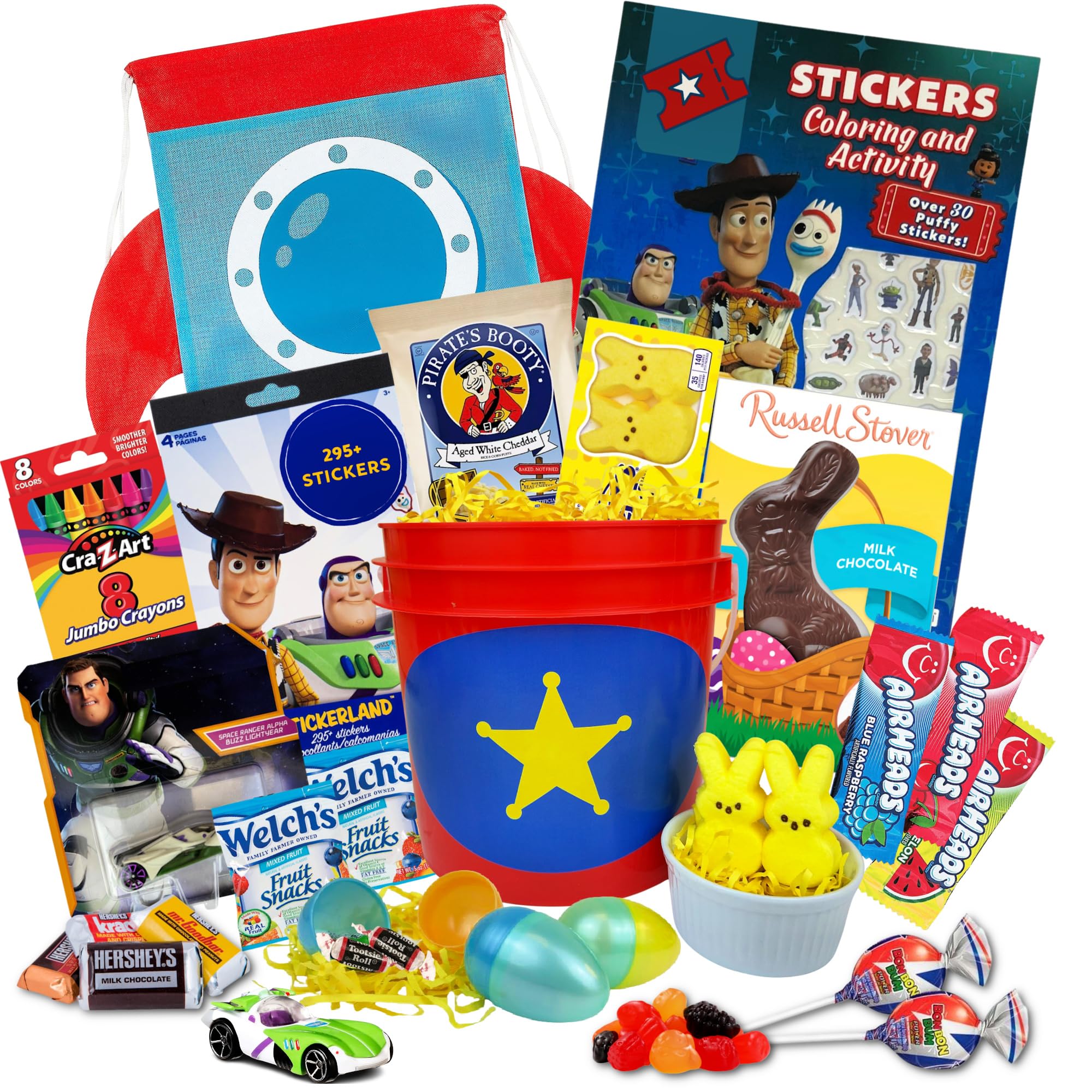 Easter Gift Basket for Kids - Prefilled with Easter Eggs, Candy & Chocolate - Cartoon Themed Easter Care Package for Boys & Girls - Perfect for Easter Celebrations, Party Favors & Holiday Gifts