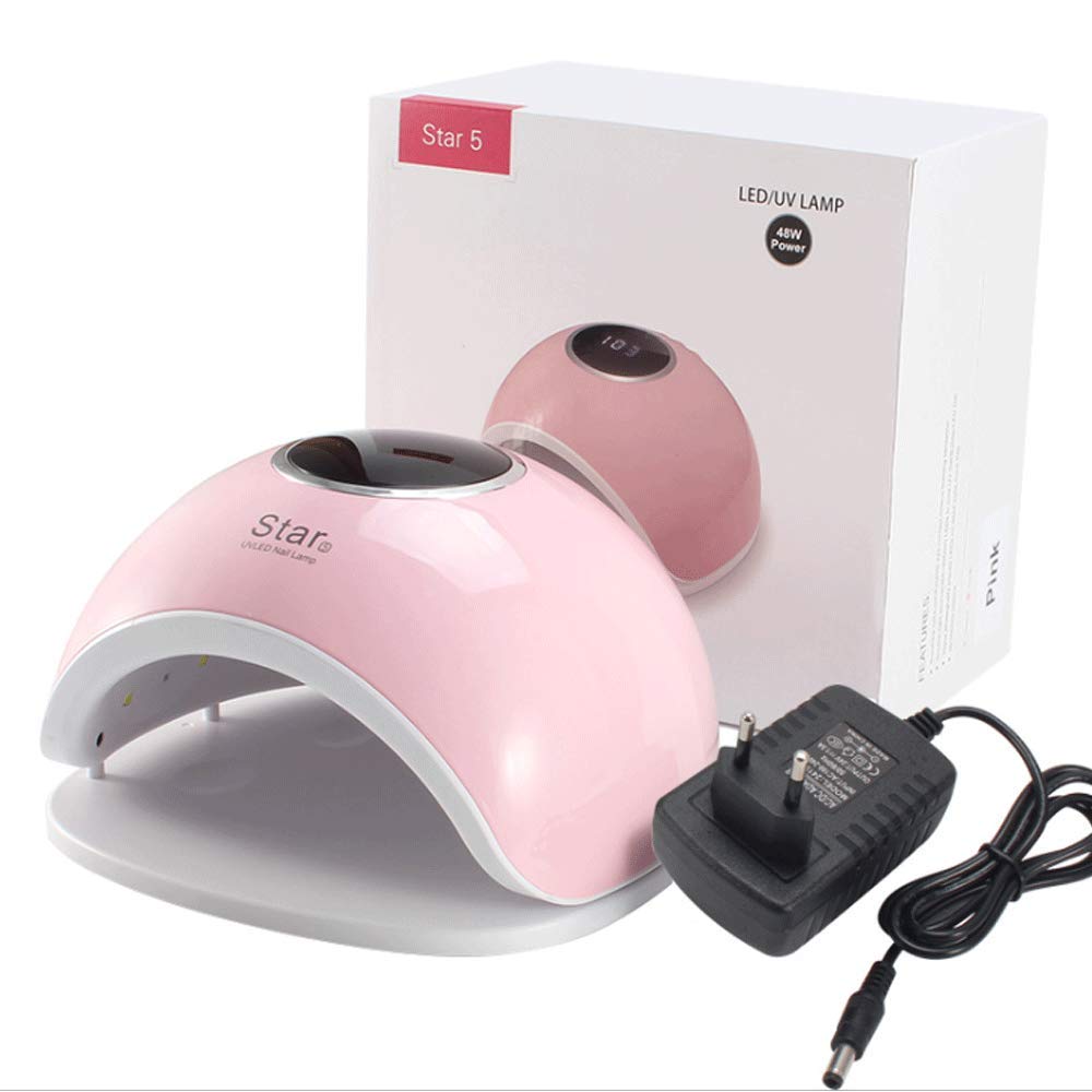 48W Rechargeable UV LED Nail Dryer Light with Intelligent Sensor - Fast Curing for Gel Polish, Manicures & Pedicures | Portable Nail Art Lamp for Home & Salon Use | Perfect Gift for Women & Girls (Pink)