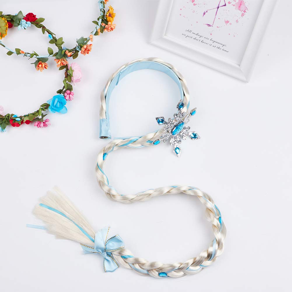 Frozen Elsa Princess Dress Up Set for Girls - Costume Jewelry, Crown, Headband Wig, Necklaces, Wands, Rings & Gloves | Disney Princess Party, Halloween Cosplay, Birthday Gift for Kids