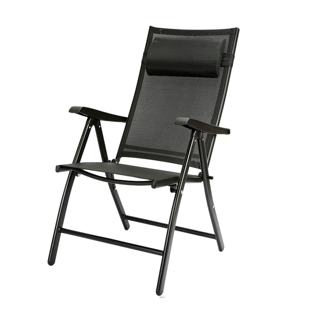 YNN Padded Folding Lounge Chair - Comfortable Home, Office, Balcony & Beach Chair for Relaxation, Lunch Breaks & Napping (Black) - Perfect for Indoor & Outdoor Leisure Use