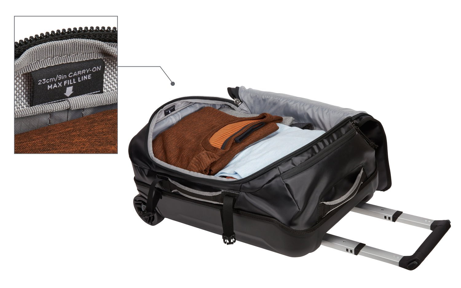 Thule Chasm 40L Wheeled Duffel Bag - Black | Carry-On Luggage for Travel & Adventure | Perfect for Airplane, Road Trips & Outdoor Gear Storage