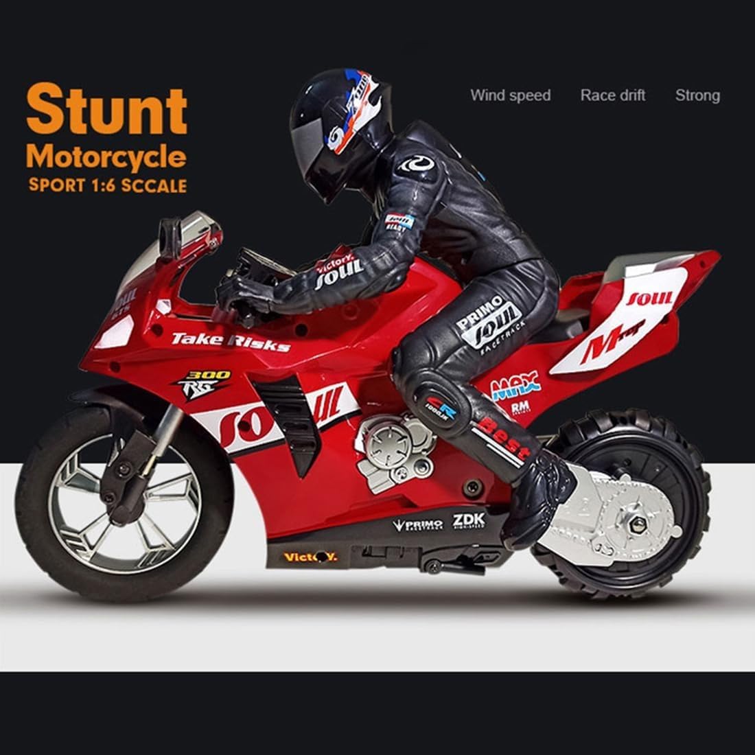 1/6 Scale Remote Control Motorcycle - 2.4G Self-Balancing Stunt Bike with 360° Rotating LED Light | RC Toy for Kids & Adults | Perfect Gift for Birthday, Christmas | Outdoor & Indoor Play (Blue)