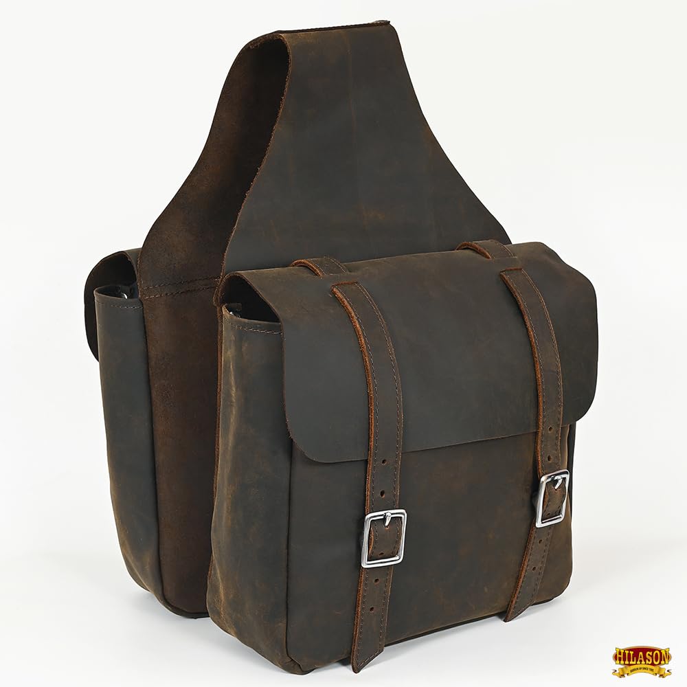 HILASON Genuine Soft Leather Horse Saddle Bag - Western Equestrian Riding Accessory with Adjustable Closure - Perfect for Trail Riding, Horse Shows & Ranch Work (Tan)