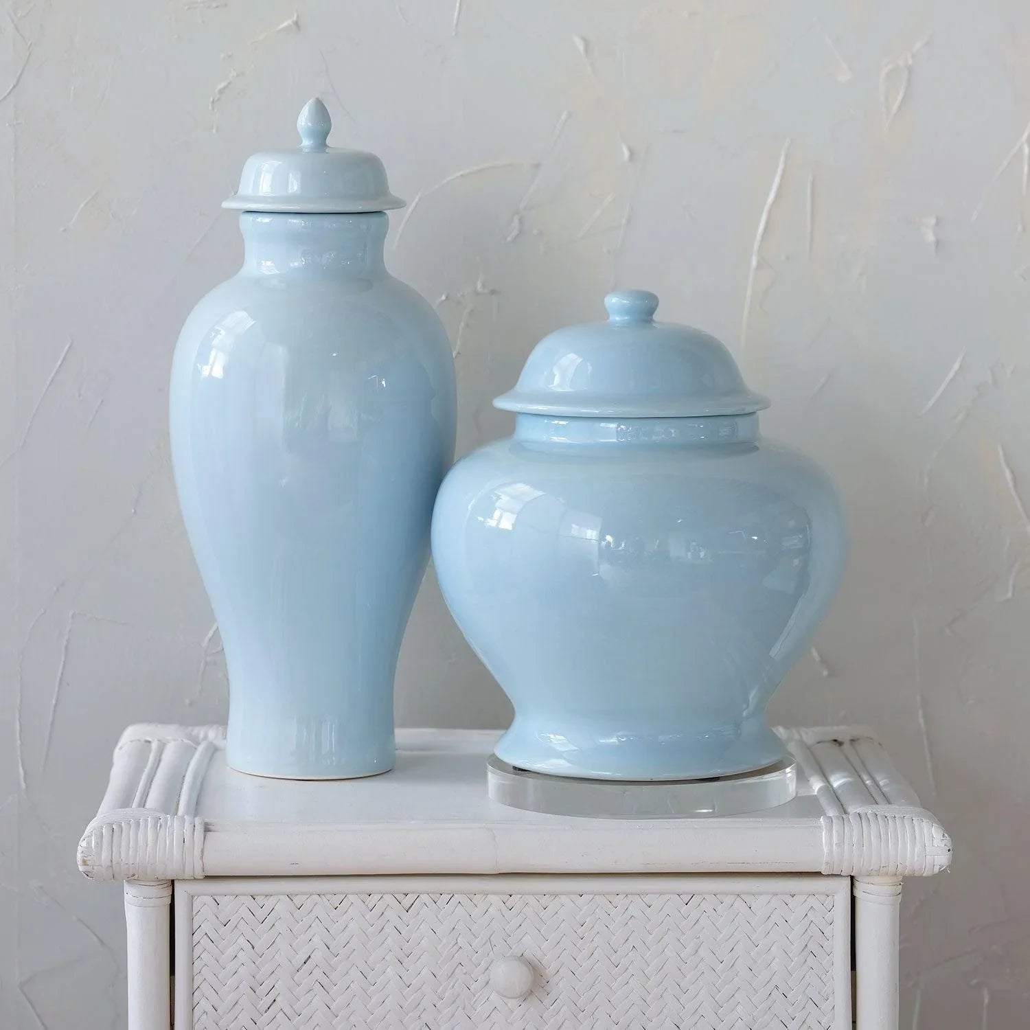 Blue Glaze Short Porcelain Lidded Ginger Jar - Elegant Home Decor for Living Room, Bedroom & Office - Perfect for Storage, Display & Gift Giving