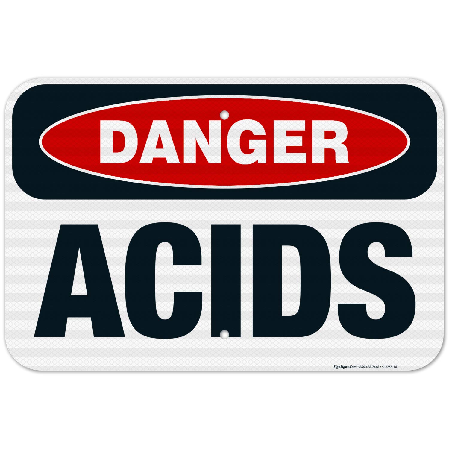 Danger Acids Sign - OSHA Approved 12x18 Inches, 3M EGP Reflective Aluminum, Fade Resistant for Indoor/Outdoor Use | Made in USA | Workplace Safety & Hazard Warning Sign