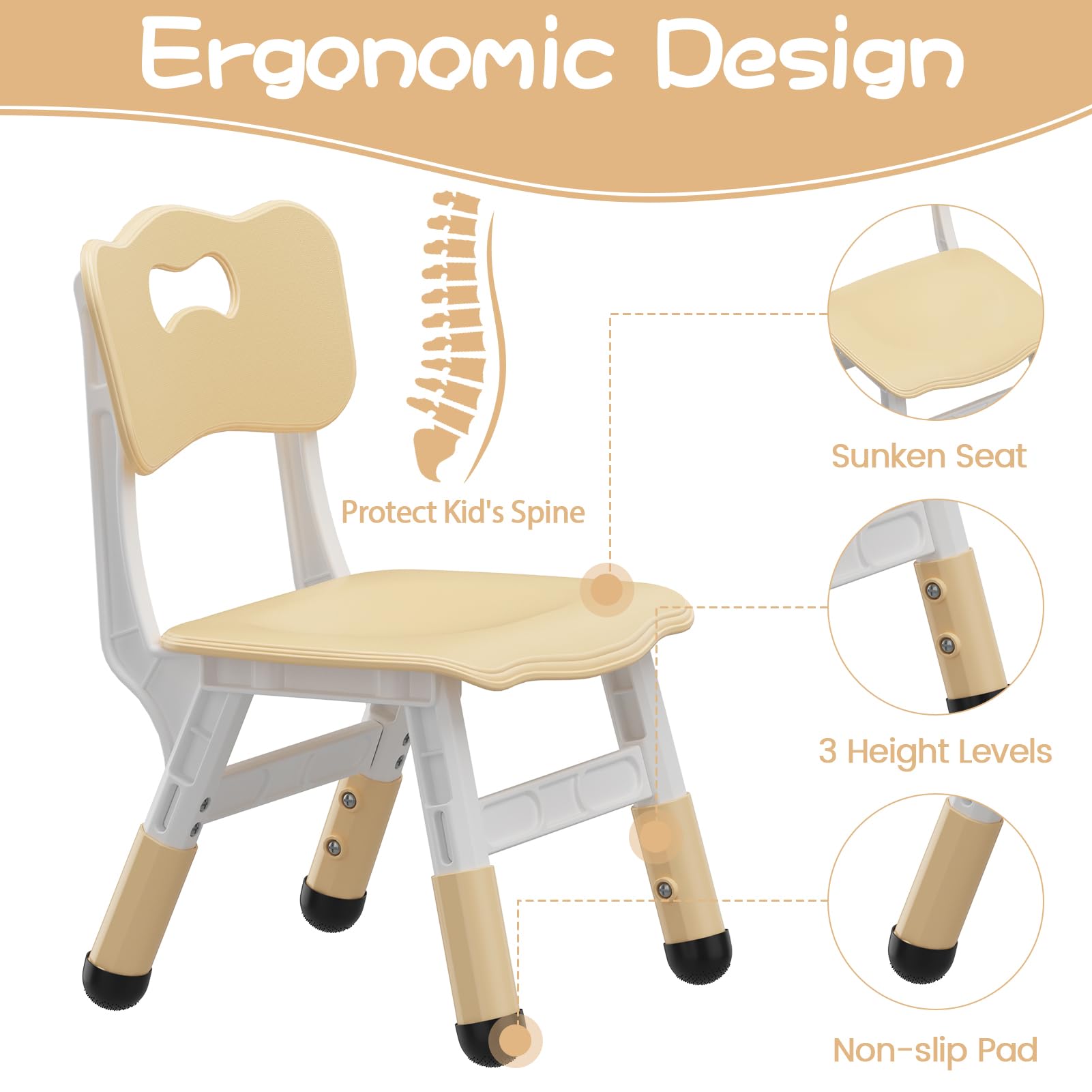 Adjustable Kids Table and Chair Set for Toddlers Ages 2-10 - 4-Piece Children's Activity Table with Graffiti Desktop & Non-Slip Legs - Perfect for Arts & Crafts, Daycare, Classroom and Home Learning Playtime