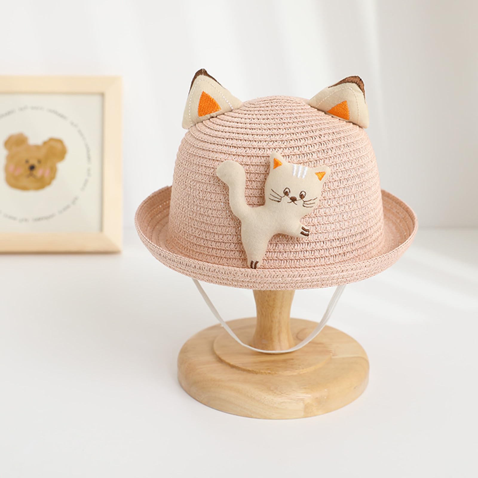 Sanqidu Toddler Girls Summer Straw Hat and Mini Purse Set - Baby Sun Protection Beach Hat with Adjustable Chin Strap - Perfect for Outdoor Play, Beach Vacations & Photoshoots