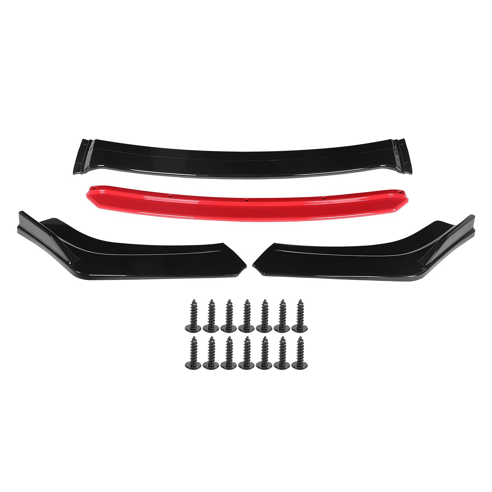 Universal Glossy Black Front Bumper Lip Kit (4-Piece) with Mounting Screws - Car Body Styling & Protection for Sedans, Coupes, Hatchbacks - Perfect for Street Racing & Custom Vehicle Modifications