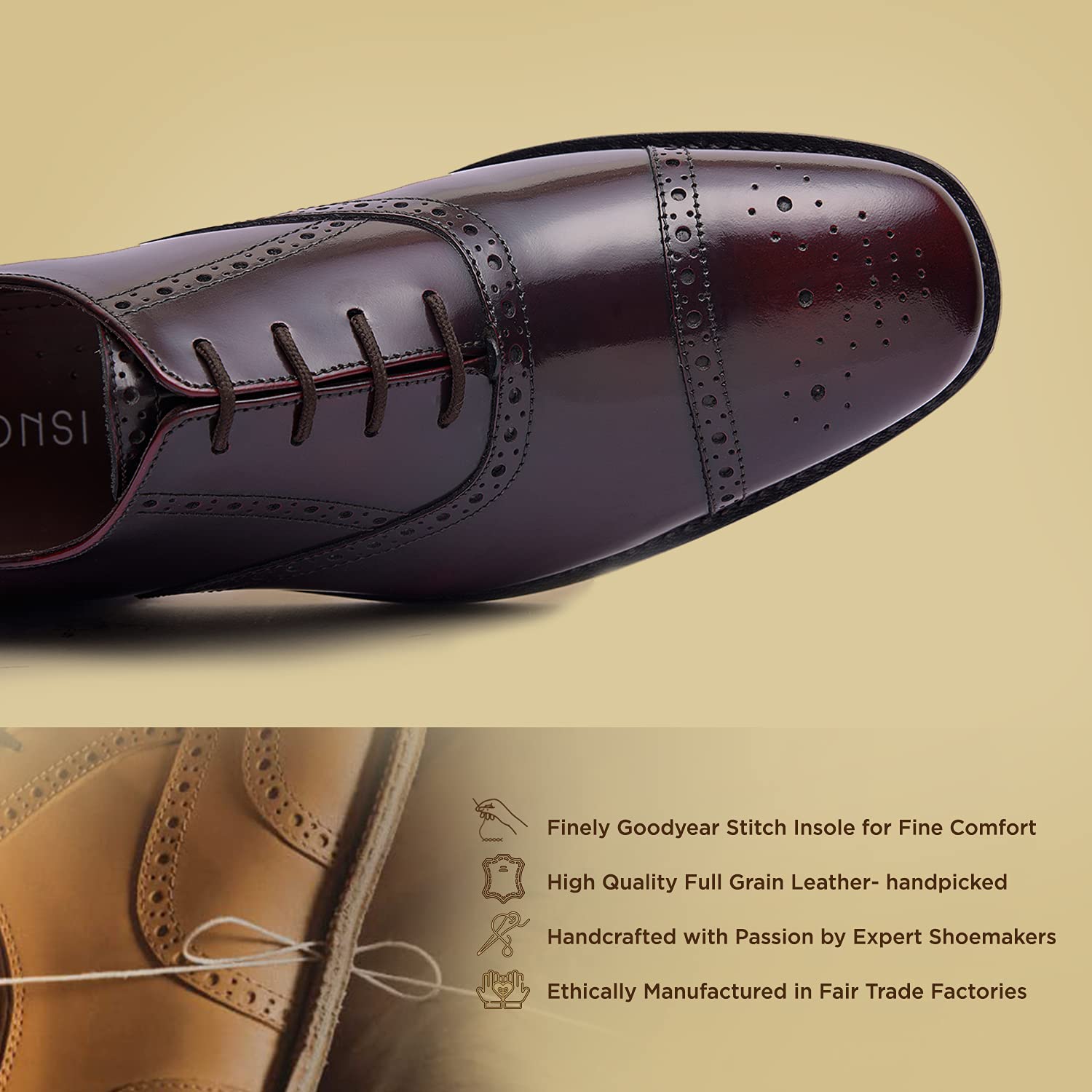 Tallon Men's Genuine Leather Wingtip Oxford Dress Shoes | Goodyear Welted Formal Shoes for Wedding & Business | Comfortable Handcrafted Luxury Leather Sole Dress Shoes | Perfect for Office, Ceremonies & Special Occasions