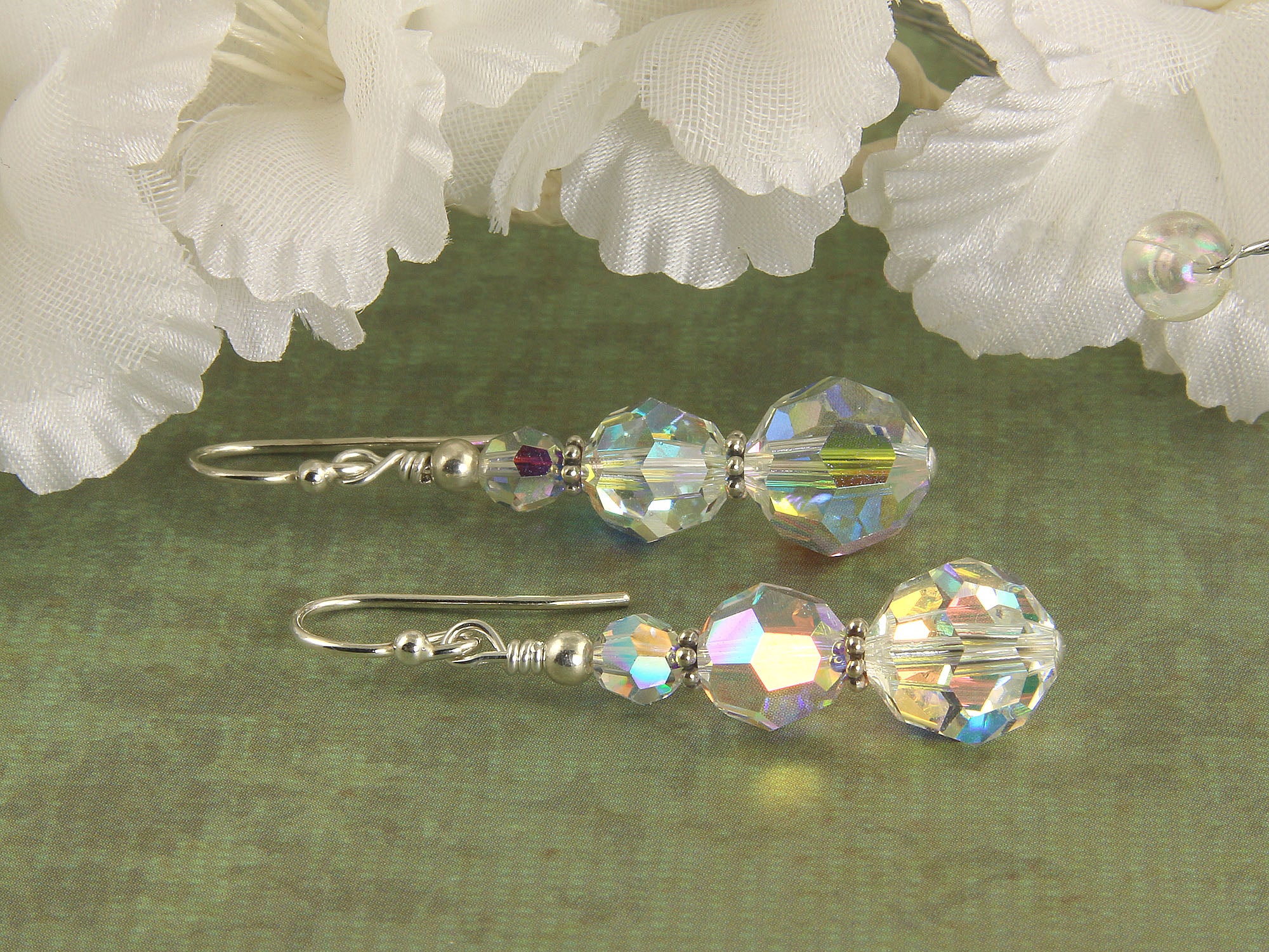 Crystal Christmas Beaded Earrings for Women - Elegant Holiday Party Jewelry Gift for Christmas, New Year & Festive Occasions