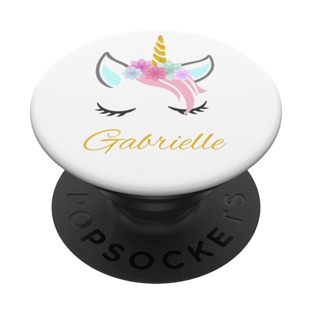 Personalized Gabrielle Name Unicorn PopSockets Phone Grip & Stand - Custom White Unicorn Design for iPhone, Samsung & Tablets - Perfect Gift for Girls, Kids & Unicorn Lovers (Home, Office, Travel Use)