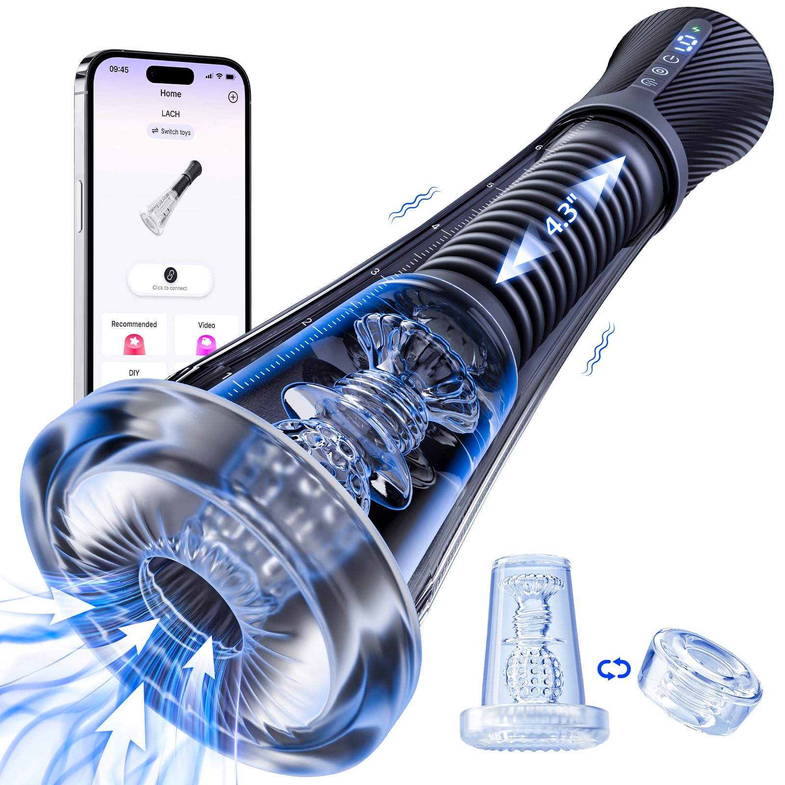 **Transparent Visual Male Masturbator with APP Control - Vibrating Spring & Vacuum Suction Penis Pump Enlarger, Includes 2 Replaceable Sleeves for Enhanced Pleasure & Penis Glans Training - Perfect for Solo Play & Couples Fun**