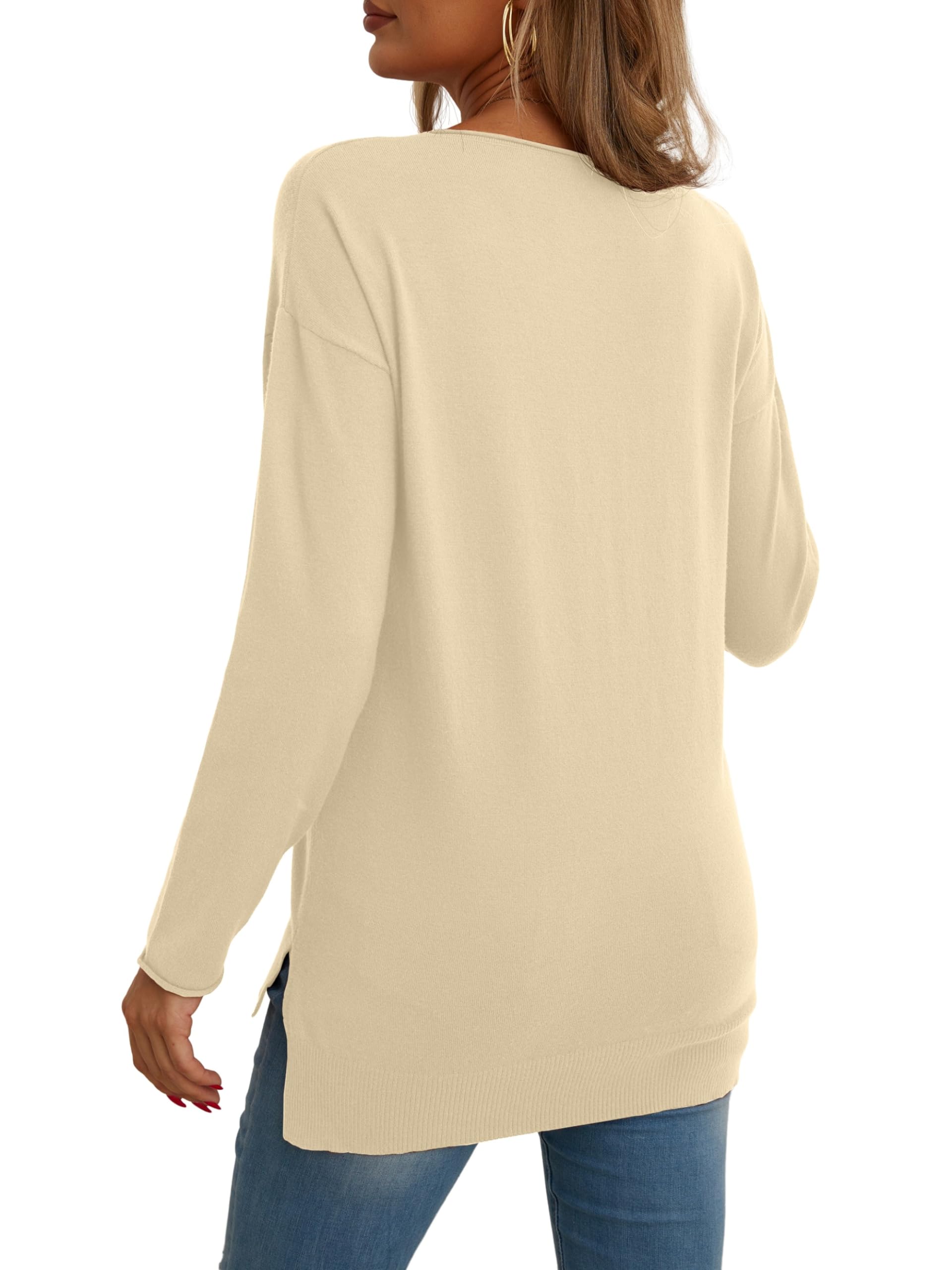 GRECERELLE Women's Lightweight Knit Pullover - Soft Long Sleeve Crewneck Sweater for Casual Wear