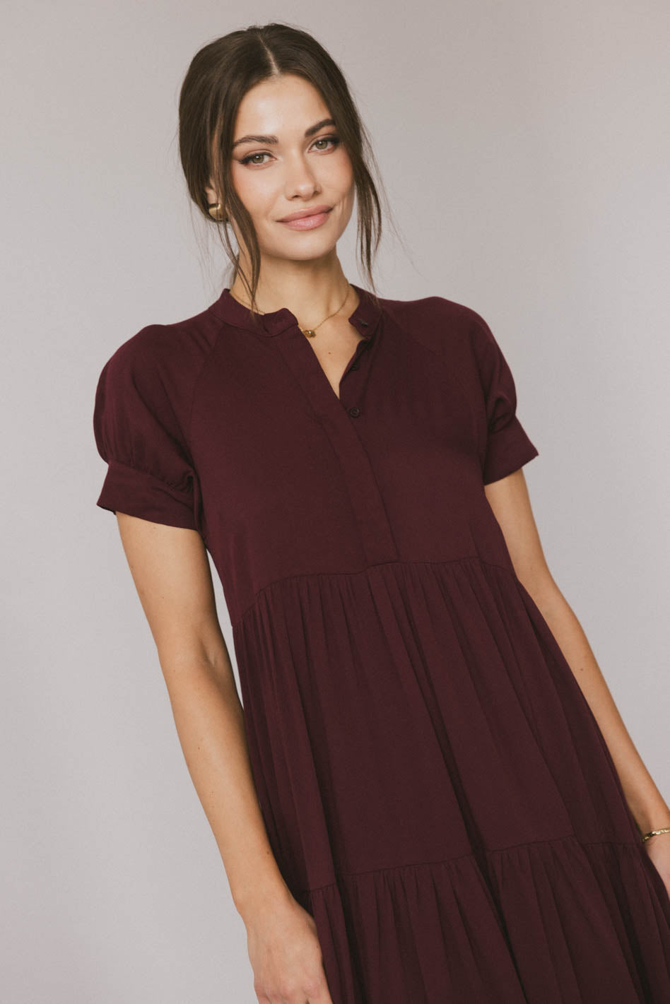 Amanda Elegant Burgundy Tiered Maxi Dress for Women - Perfect for Weddings, Parties & Special Occasions