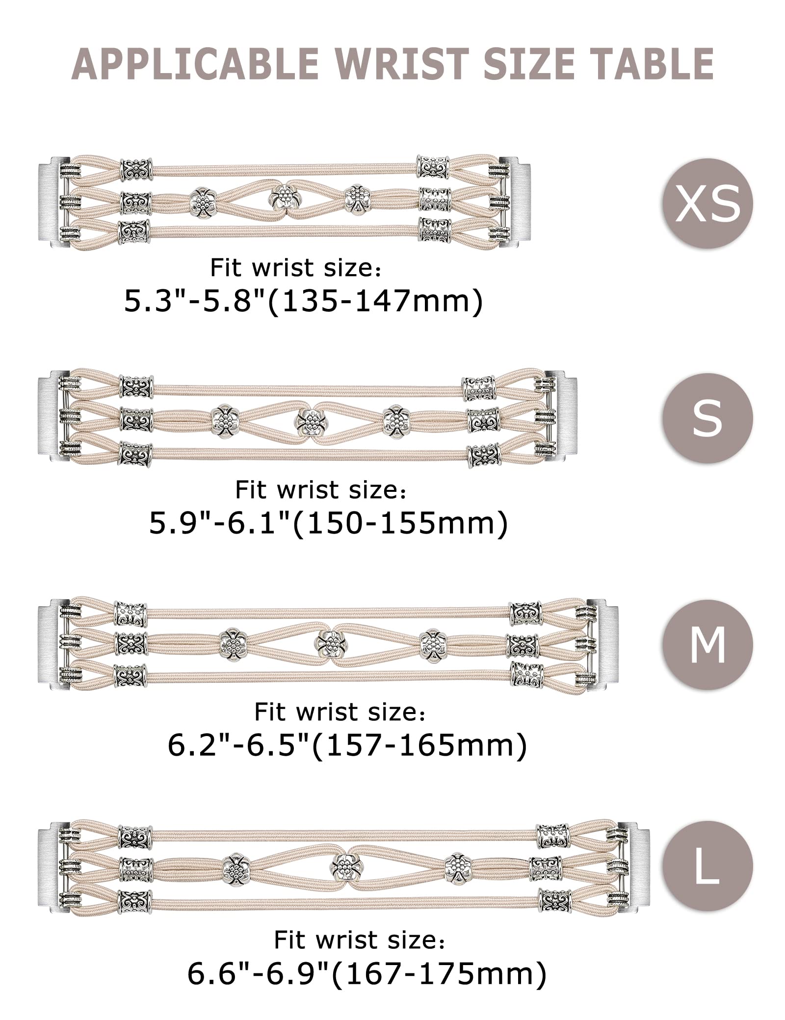 Elastic Beaded Boho Strap for Samsung Galaxy Watch 7/6/5/4/Active 2 - 20mm Stylish Solo Loop Watch Band for Women (Starlight) - Perfect for Workouts, Yoga & Everyday Fashion Accessory