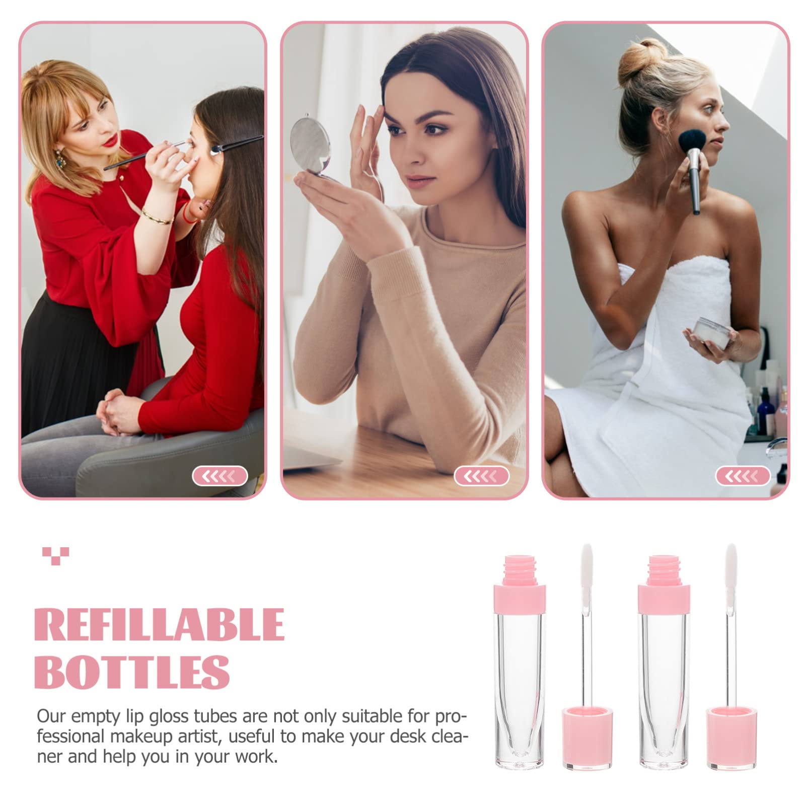 6pcs Empty Round Lip Gloss Tubes - Refillable Lip Glaze Containers for DIY Lipstick, Lip Honey & Cosmetics | Perfect for Makeup Artists, Salons & DIY Beauty Projects