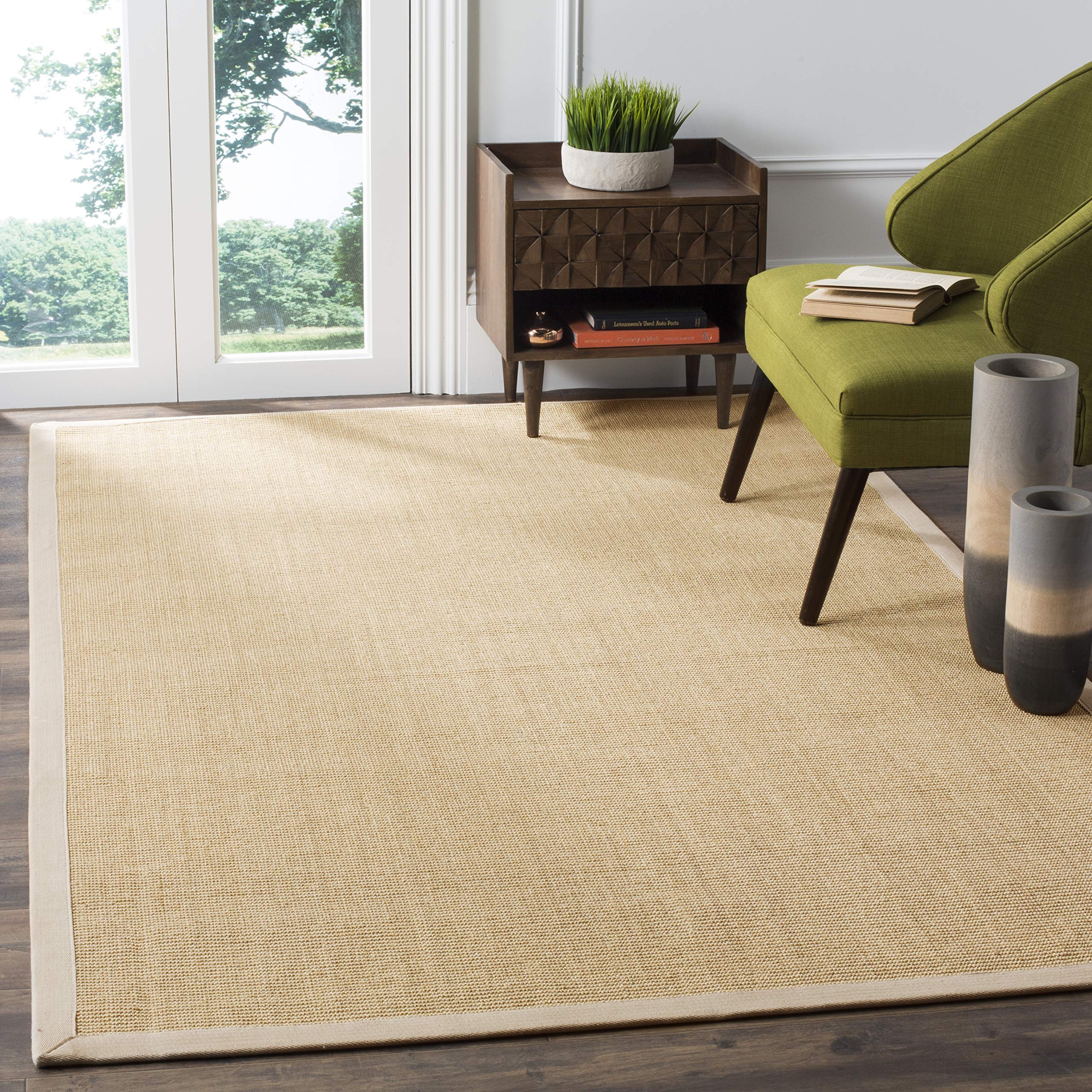 SAFAVIEH Natural Fiber Collection 4' x 6' Accent Rug - Maize & Wheat Border Sisal Design, Easy Care Indoor Outdoor Rug for High Traffic Areas | Perfect for Entryway, Living Room, Bedroom, Office & Dorm Decor (NF441K)