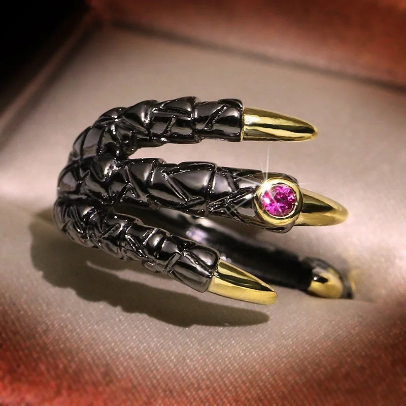 Dragon Claws Ring for Men - Gothic Punk Jewelry with Stainless Steel Band - Perfect for Cosplay, Halloween, and Alternative Fashion