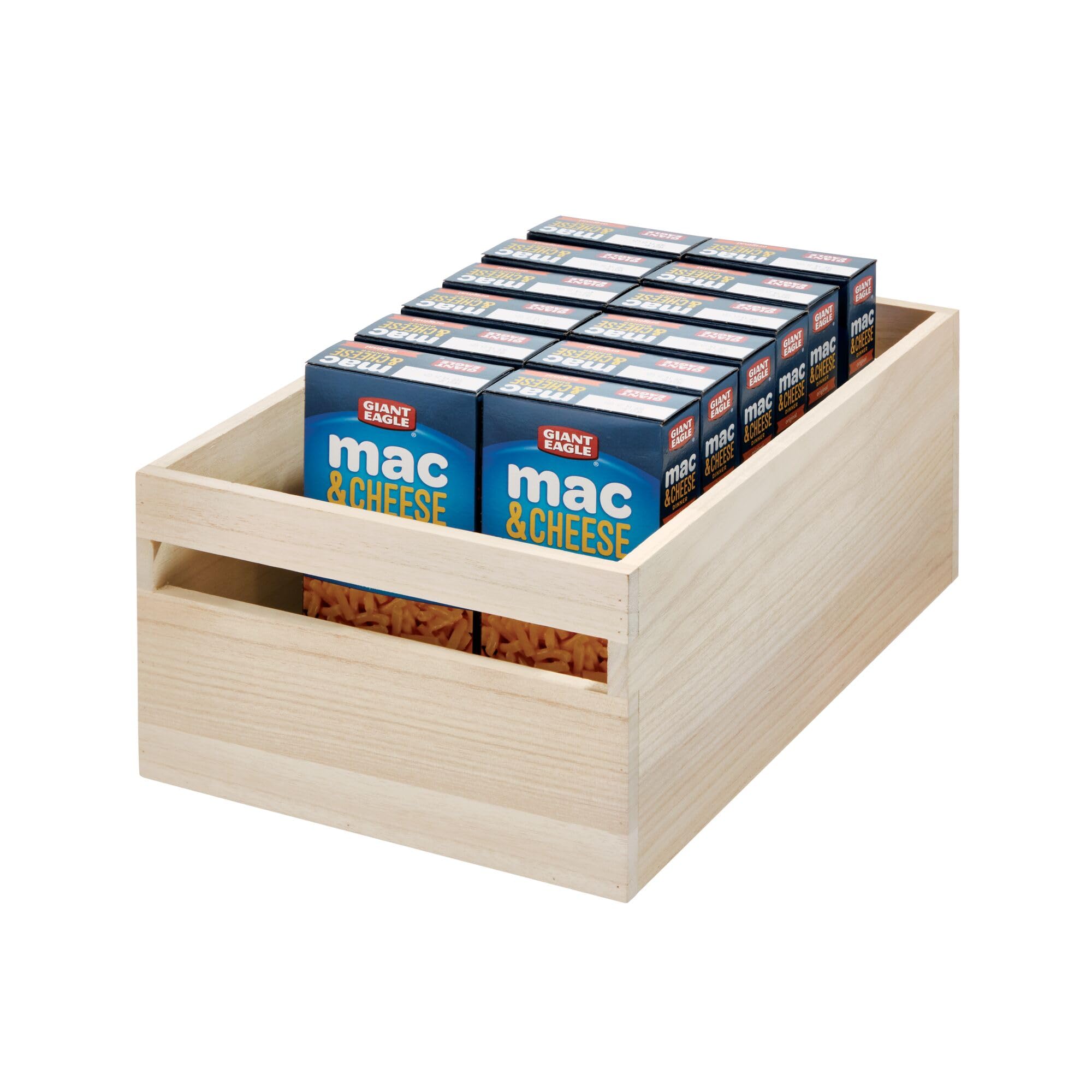 iDesign Paulownia Wood Pantry Storage Bins with Handles - Set of 3 Natural Organizers for Kitchen, Bathroom & Closet Organization - Perfect for Food, Toiletries & Home Essentials Storage