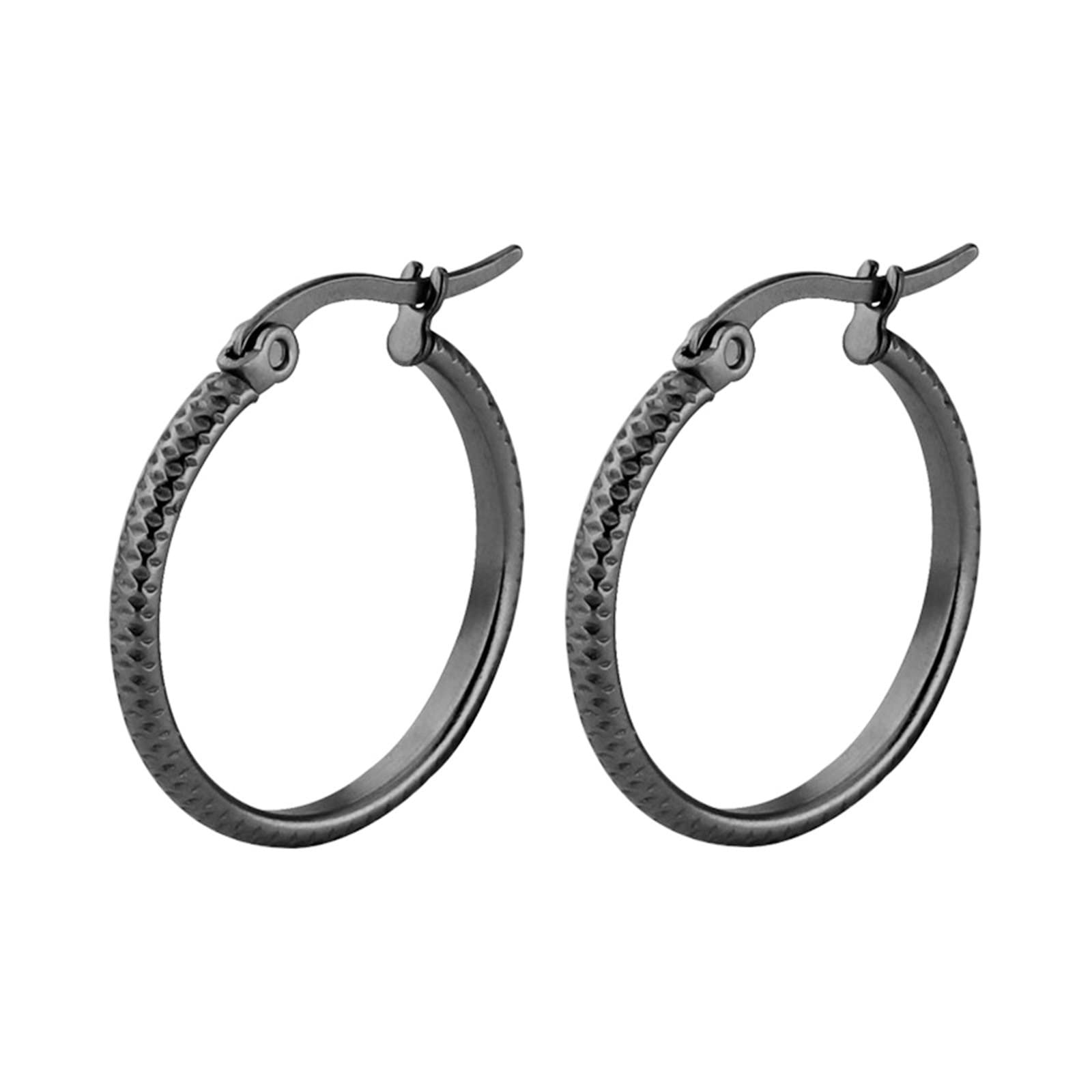 Titanium Hoop Earrings for Women - 4 Pairs (8PCS) Silver, Gold, Black & Rose Gold Big Circle Earrings 15/20/25/30MM - Perfect for Everyday Wear, Parties & Gifts