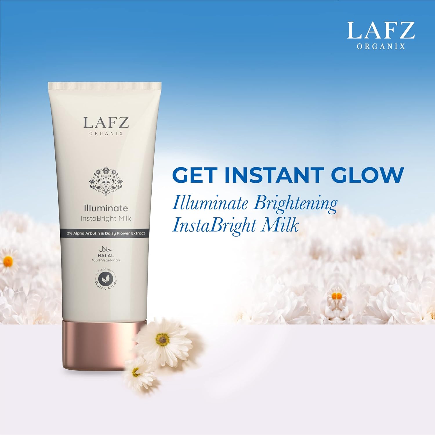 Lafz Organix Illuminate Insta Bright Milk 75ml - Brightening Facial Serum for Glowing Skin | Perfect for Morning & Night Skincare Routine