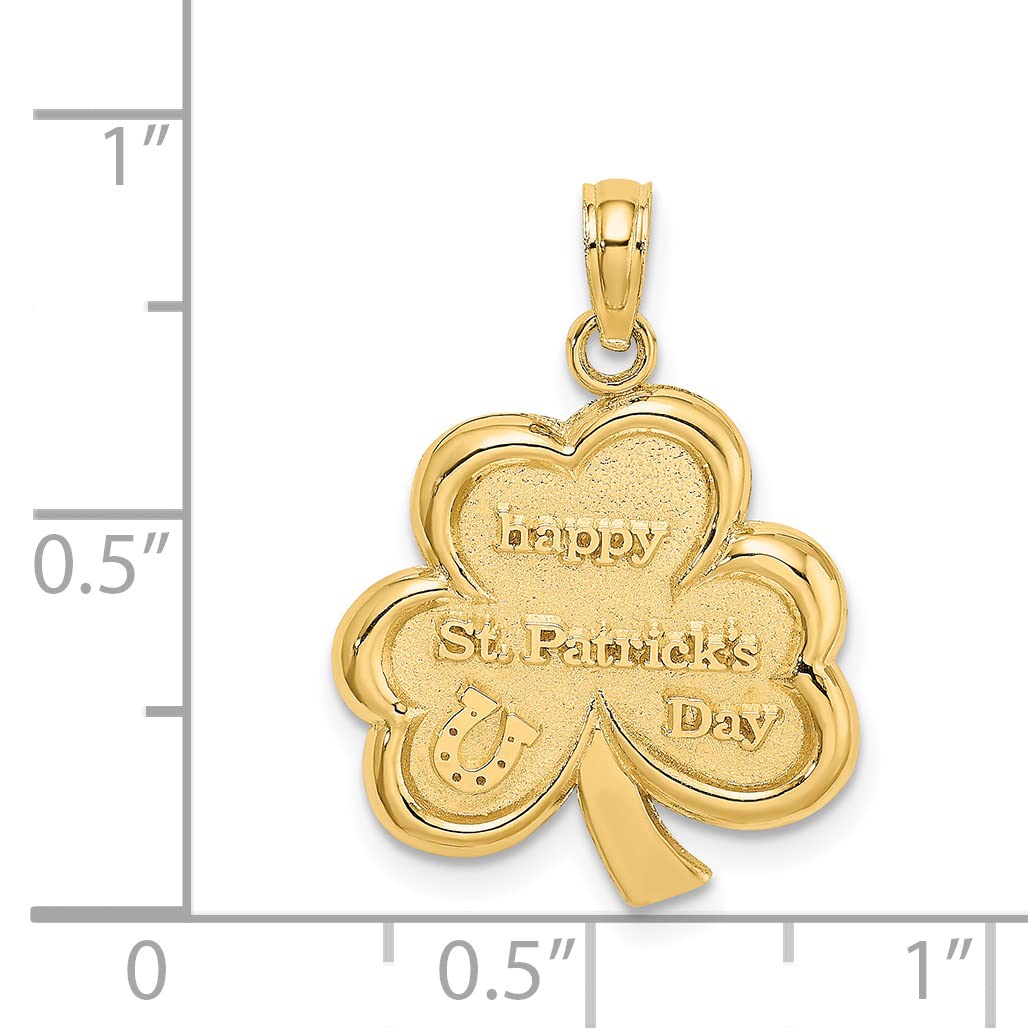 14k Yellow Gold Solid Satin Flat-Back Clover Charm for St. Patrick's Day | Lex & Lu Jewelry | Perfect for Necklaces, Bracelets & Irish-Themed Gifts