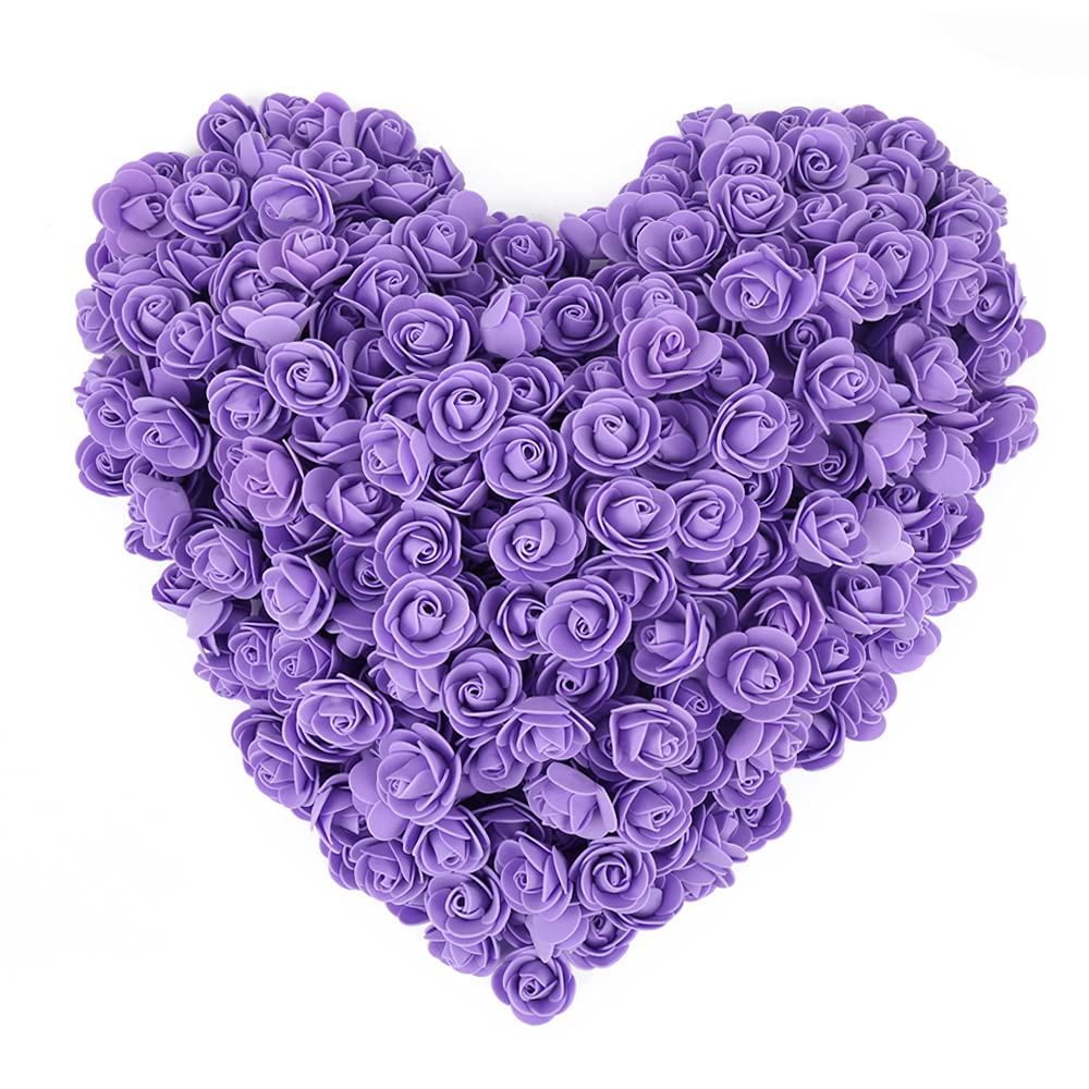 500pcs Mini Foam Rose Heads Bulk - Purple Artificial Flowers for DIY Crafts, Wedding Bouquets, Baby Shower Centerpieces, Floral Arrangements - Perfect for Party Decorations, Home Decor, and Table Settings (Purple)